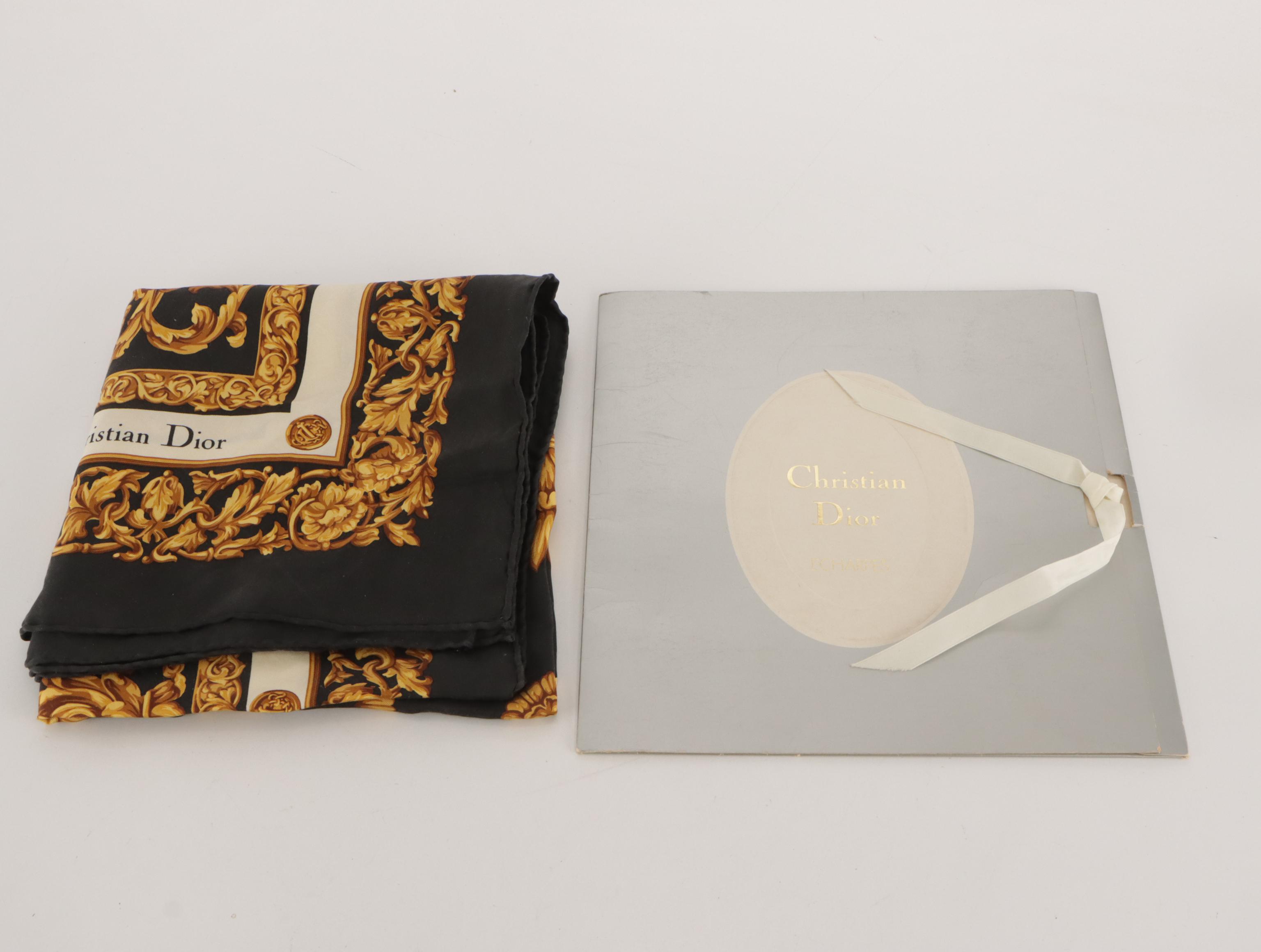 Christian Dior Baroque and Color Block Print Scarves in Silk Twill