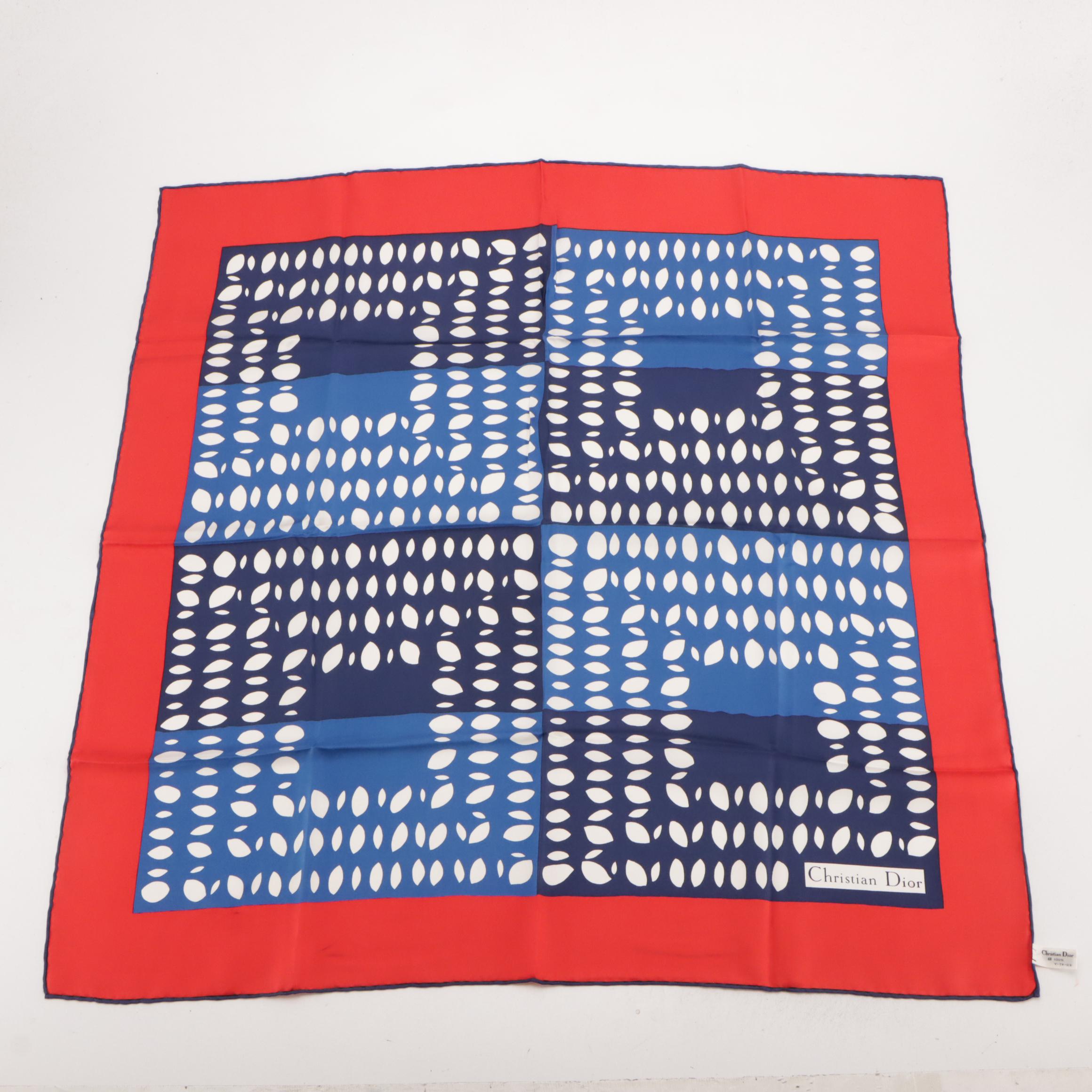 Christian Dior Baroque and Color Block Print Scarves in Silk Twill