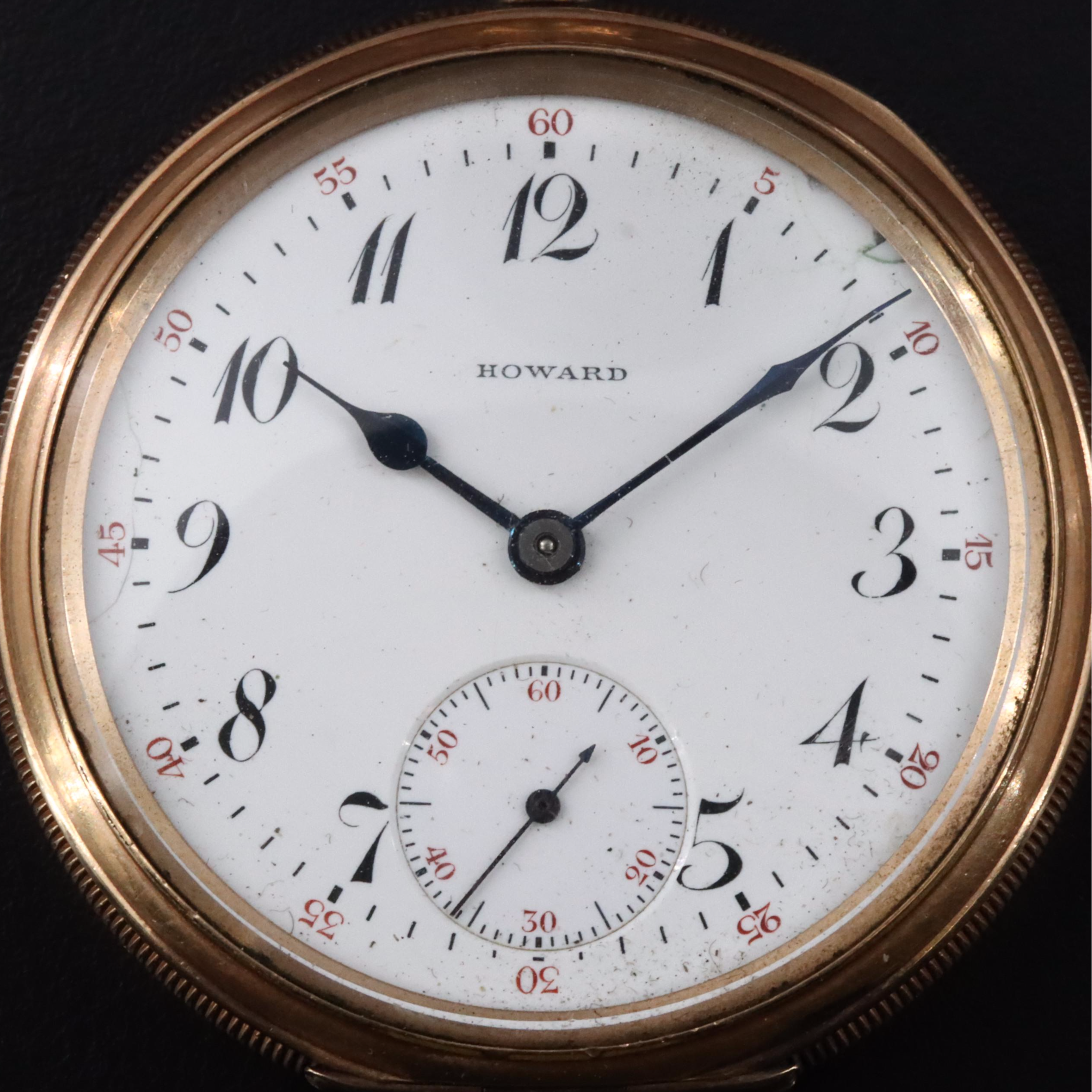 E. Howard Gold-Filled Pocket Watch with Pocket Knife and  Glass Display Dome