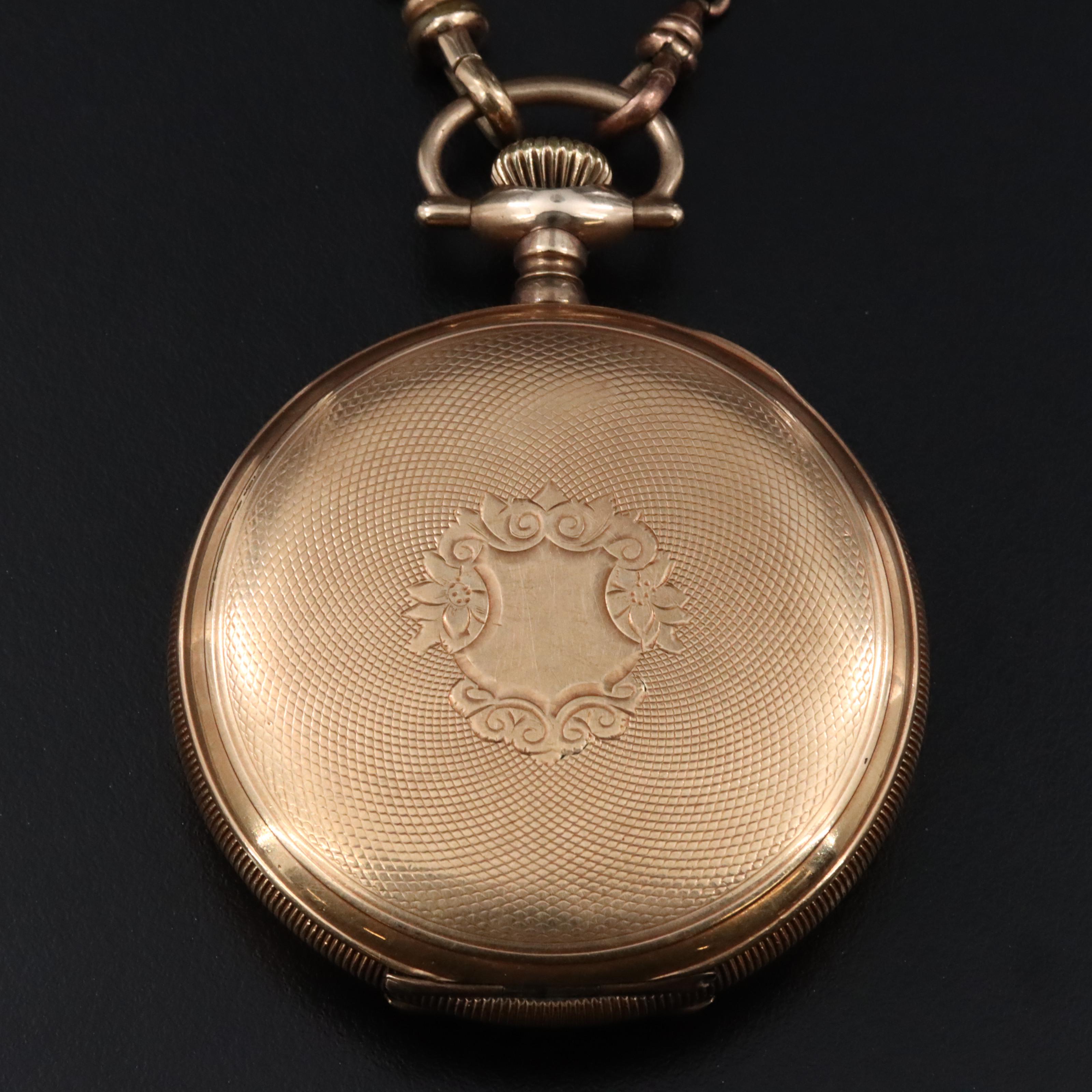E. Howard Gold-Filled Pocket Watch with Pocket Knife and  Glass Display Dome