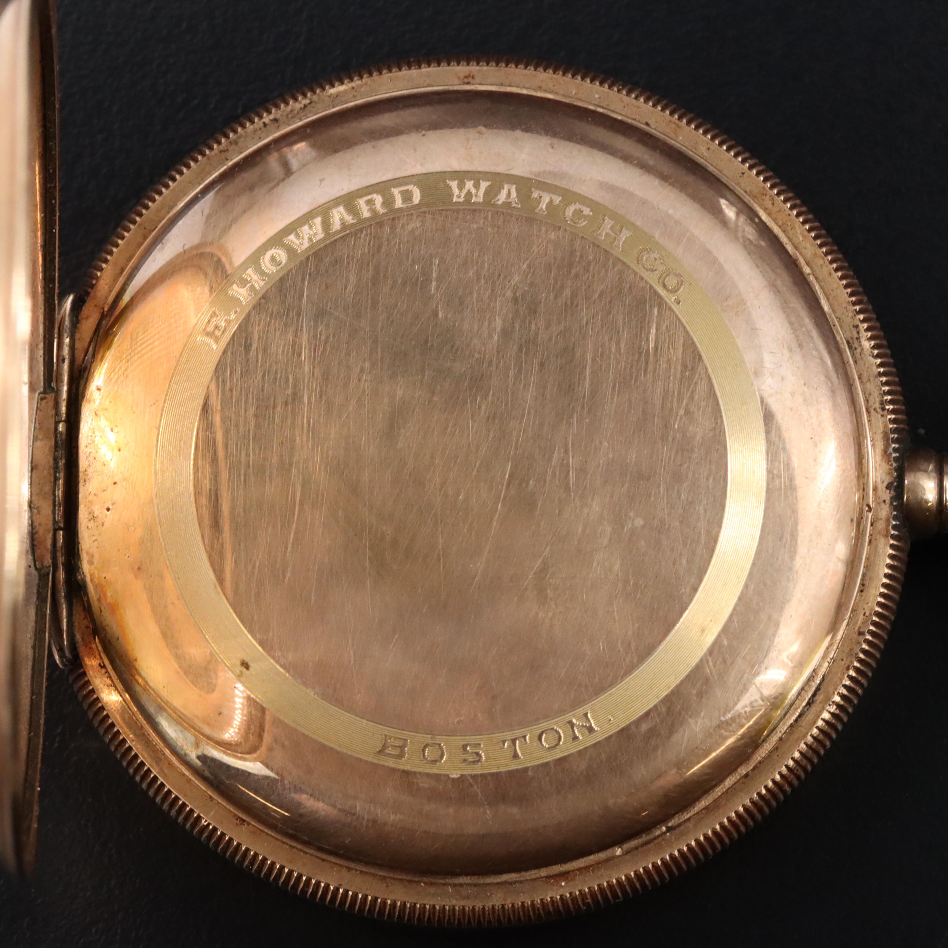 E. Howard Gold-Filled Pocket Watch with Pocket Knife and  Glass Display Dome