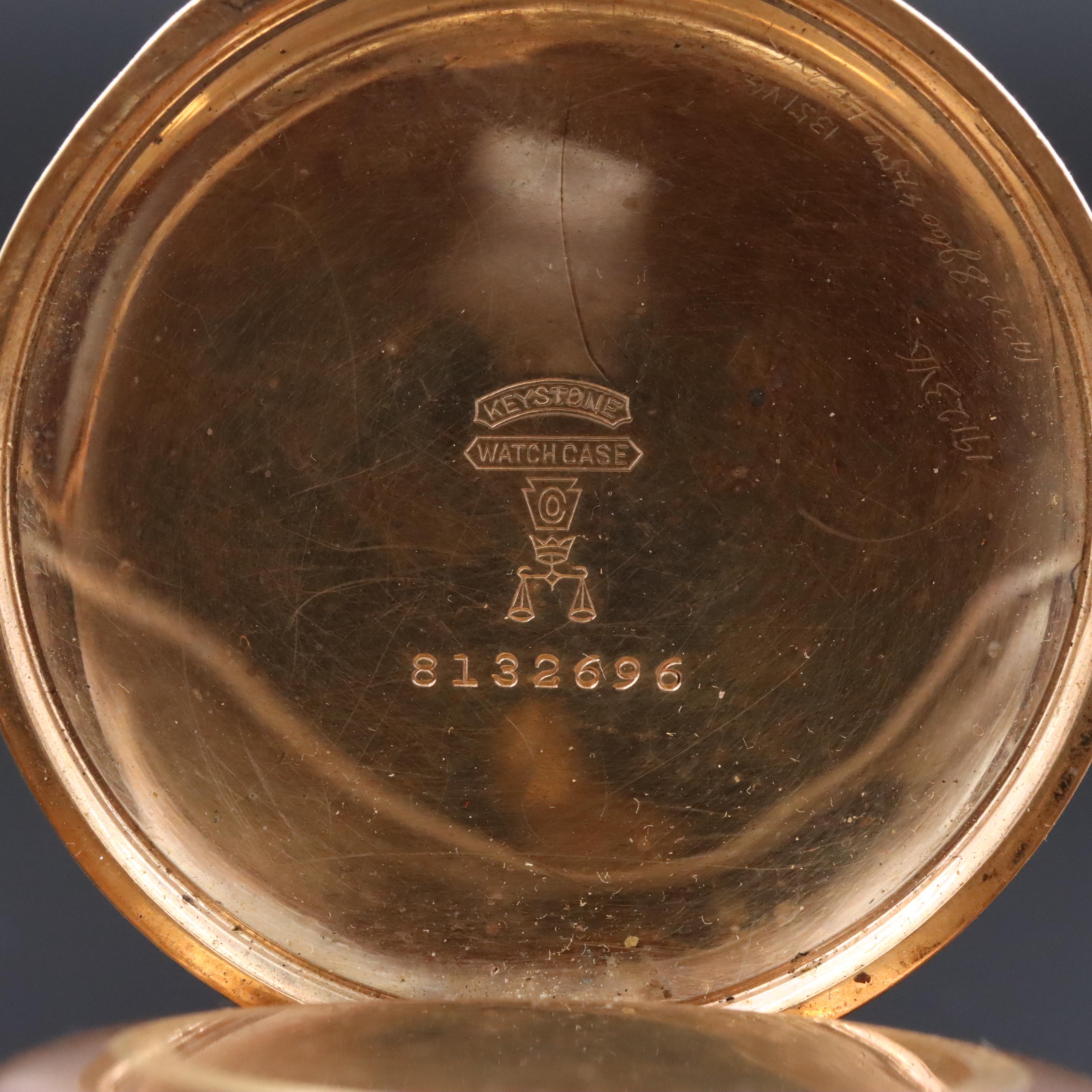 E. Howard Gold-Filled Pocket Watch with Pocket Knife and  Glass Display Dome