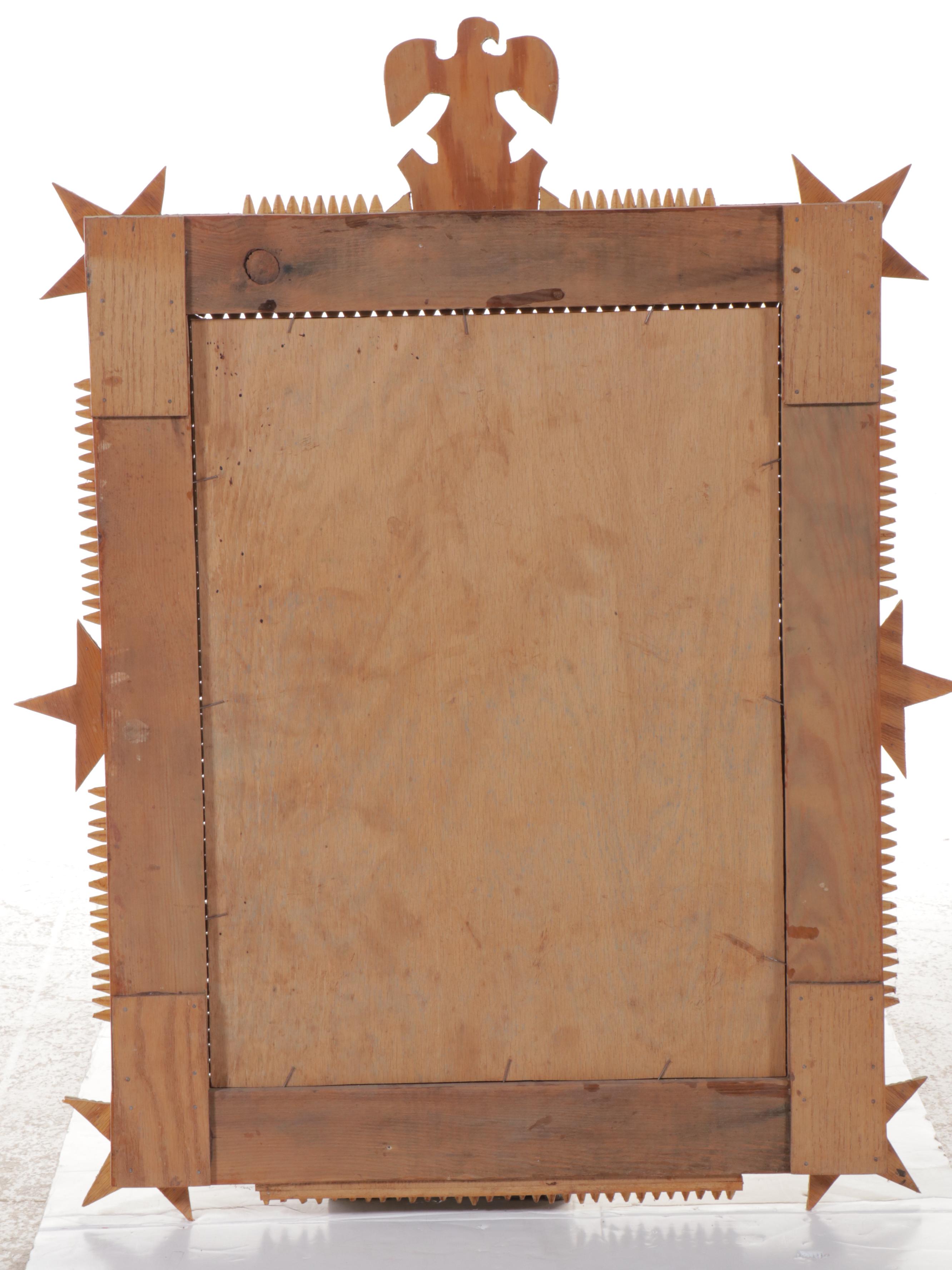 Robert Beaven Americana Red, White and Blue Painted Tramp Art Wall Mirror, 1998