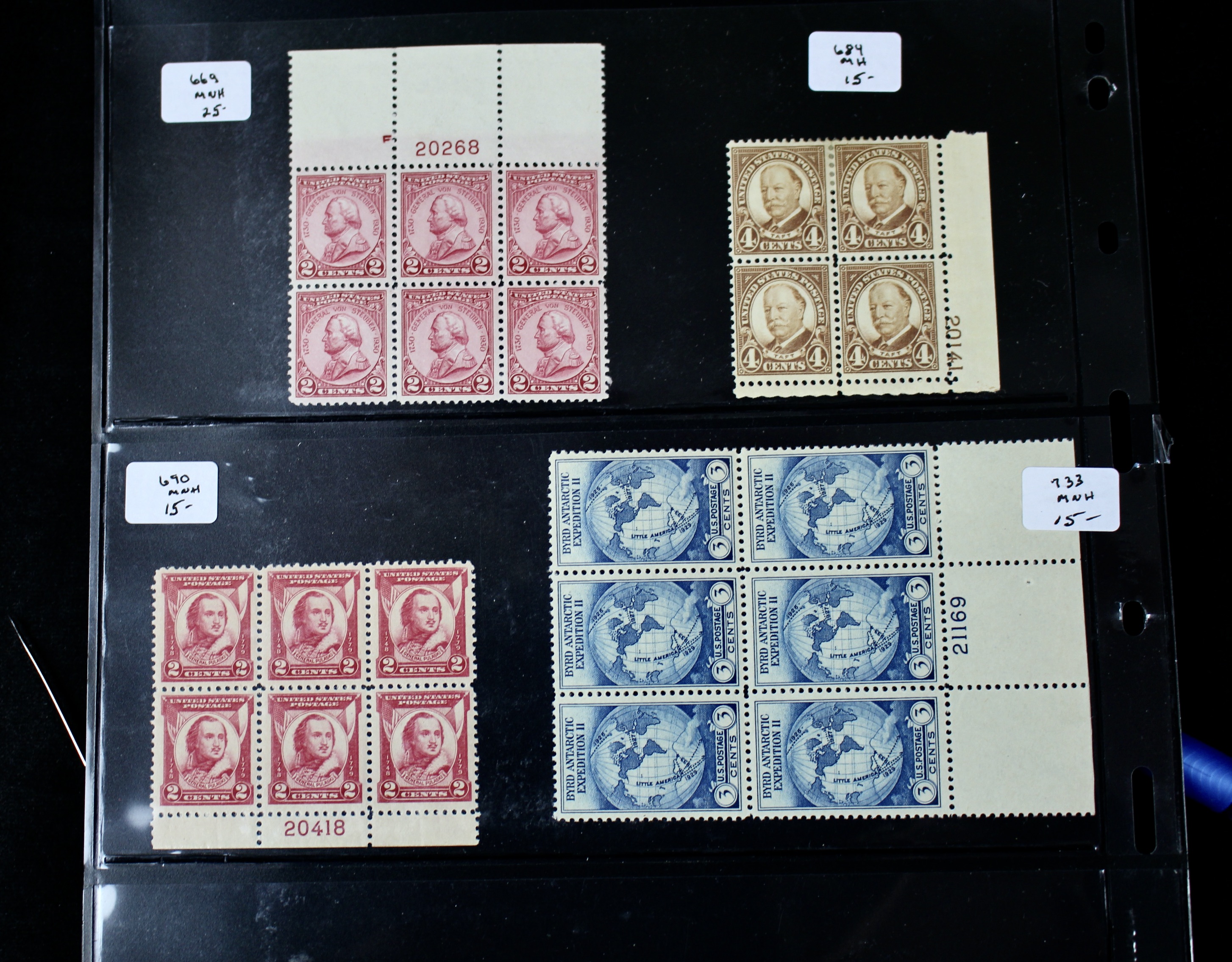 Ten Earlier U.S. Postage Stamp Plate Blocks