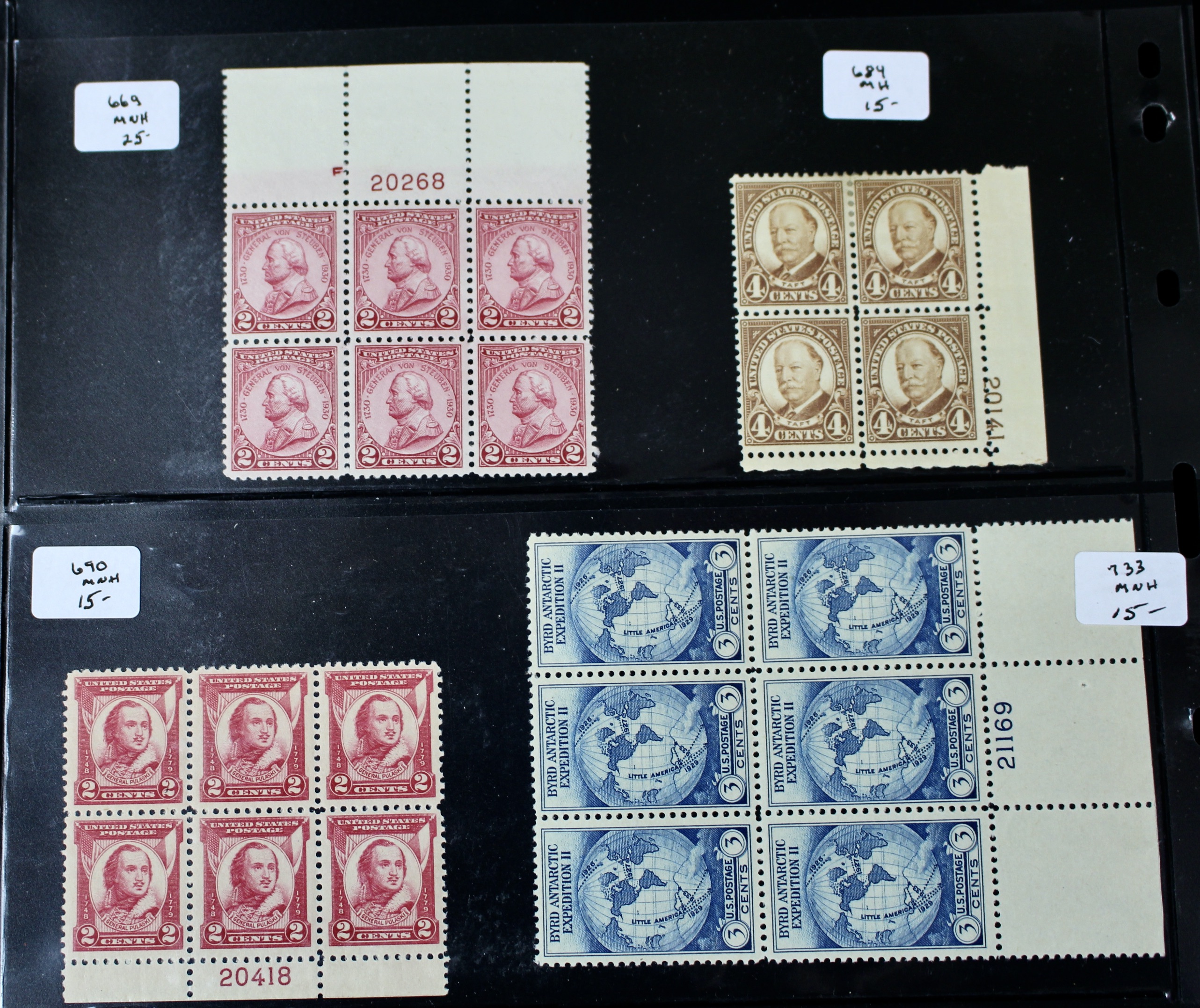 Ten Earlier U.S. Postage Stamp Plate Blocks