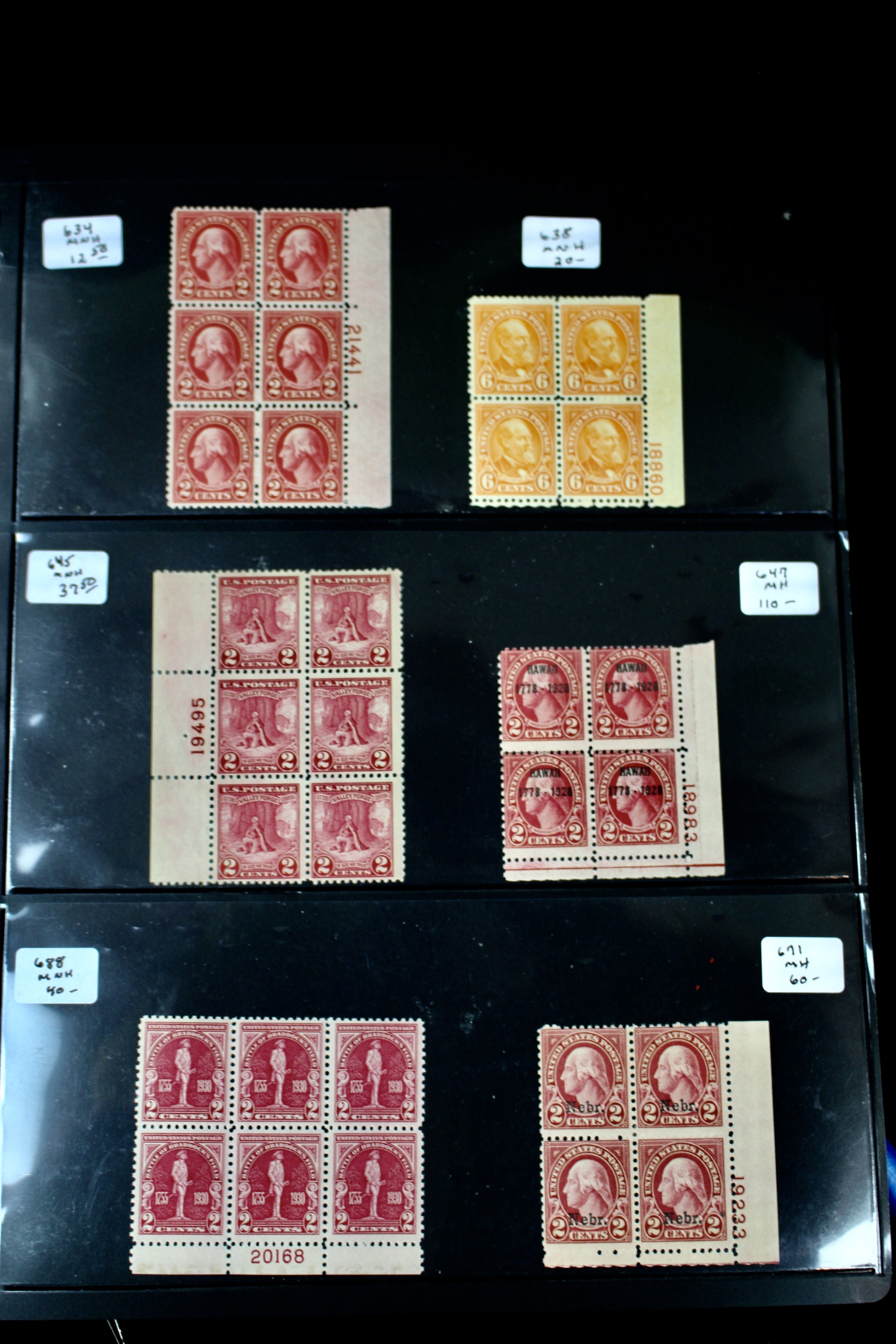 Ten Earlier U.S. Postage Stamp Plate Blocks