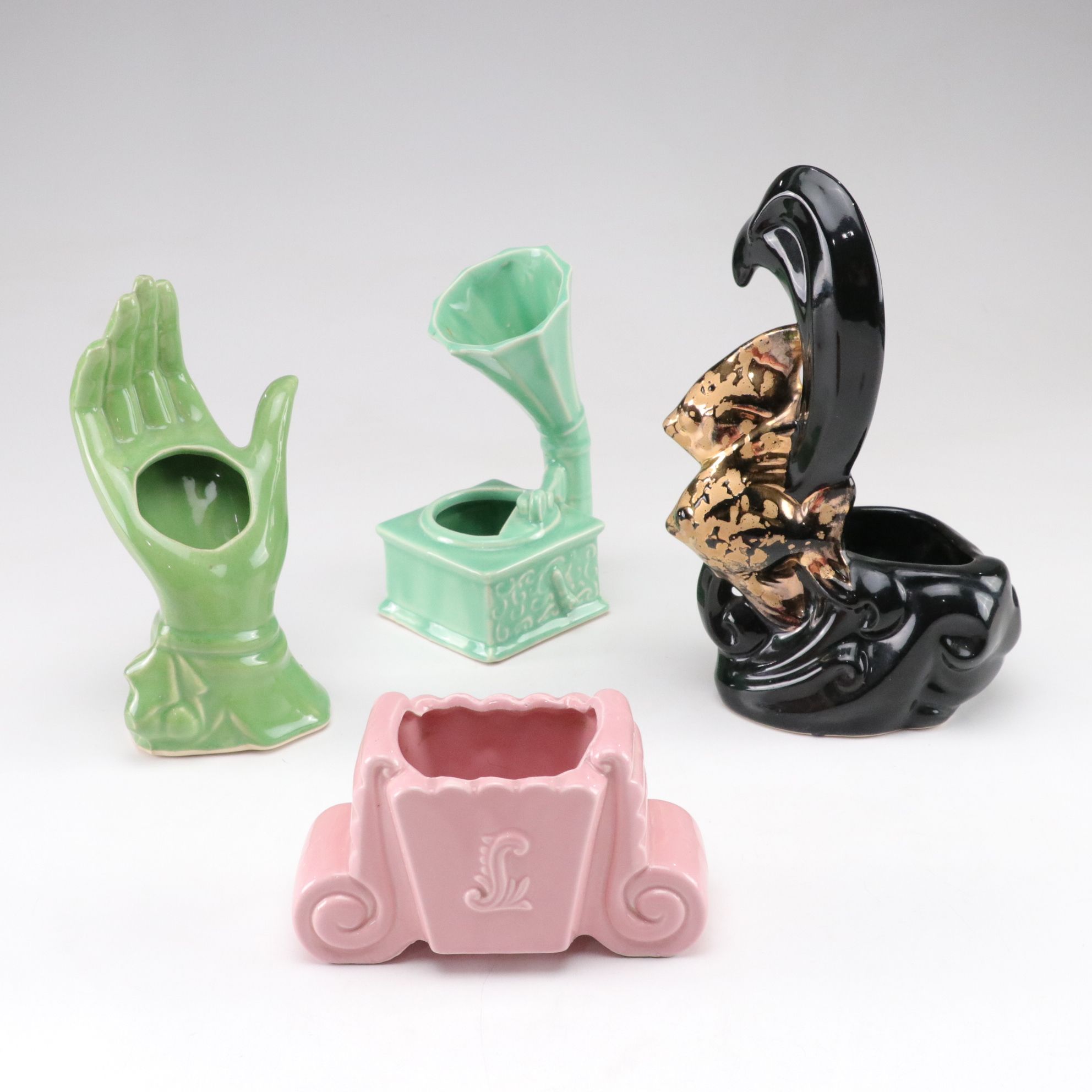 McCoy Pottery Hand Planter & Other Ceramic Vases, Mid-20th Century