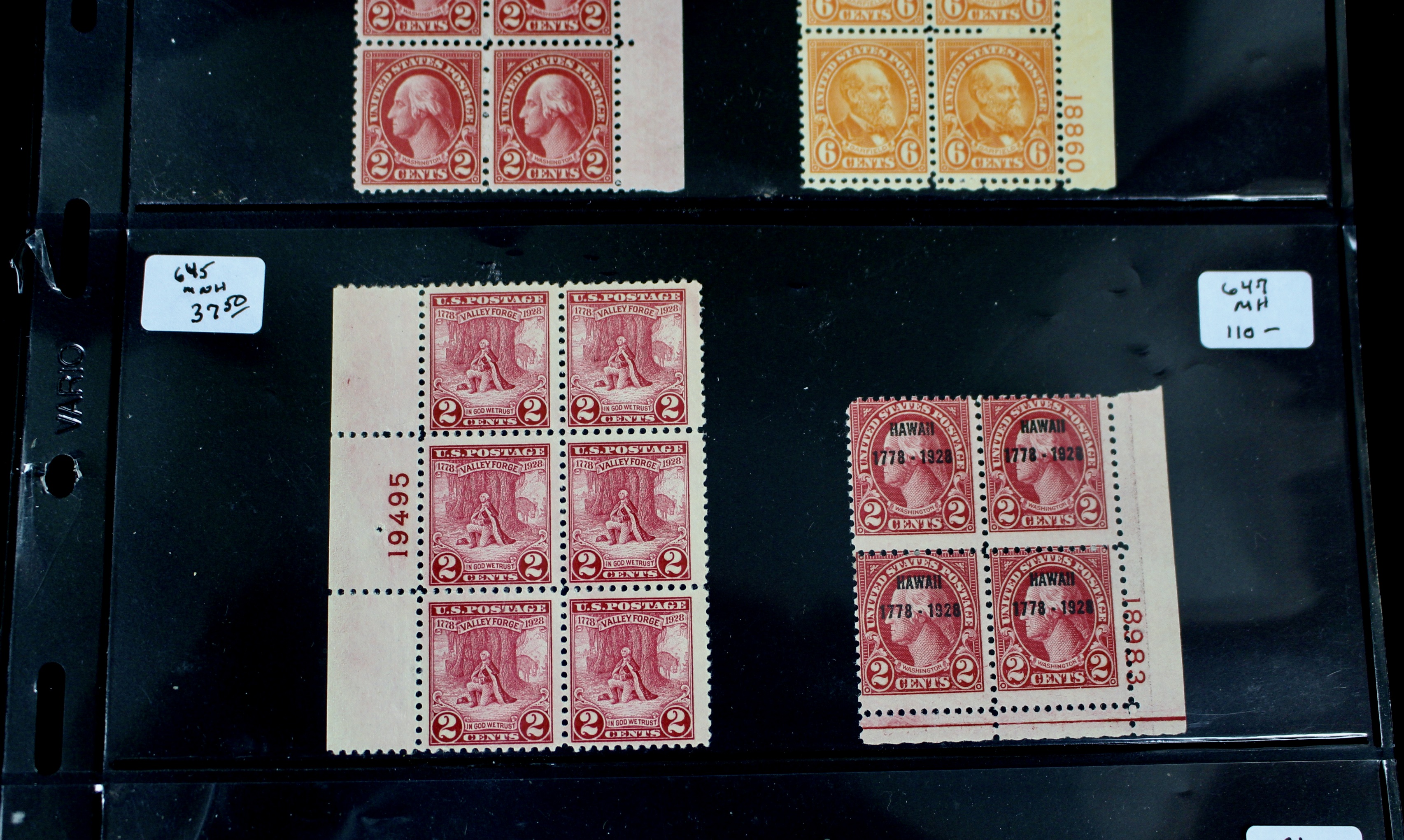Ten Earlier U.S. Postage Stamp Plate Blocks