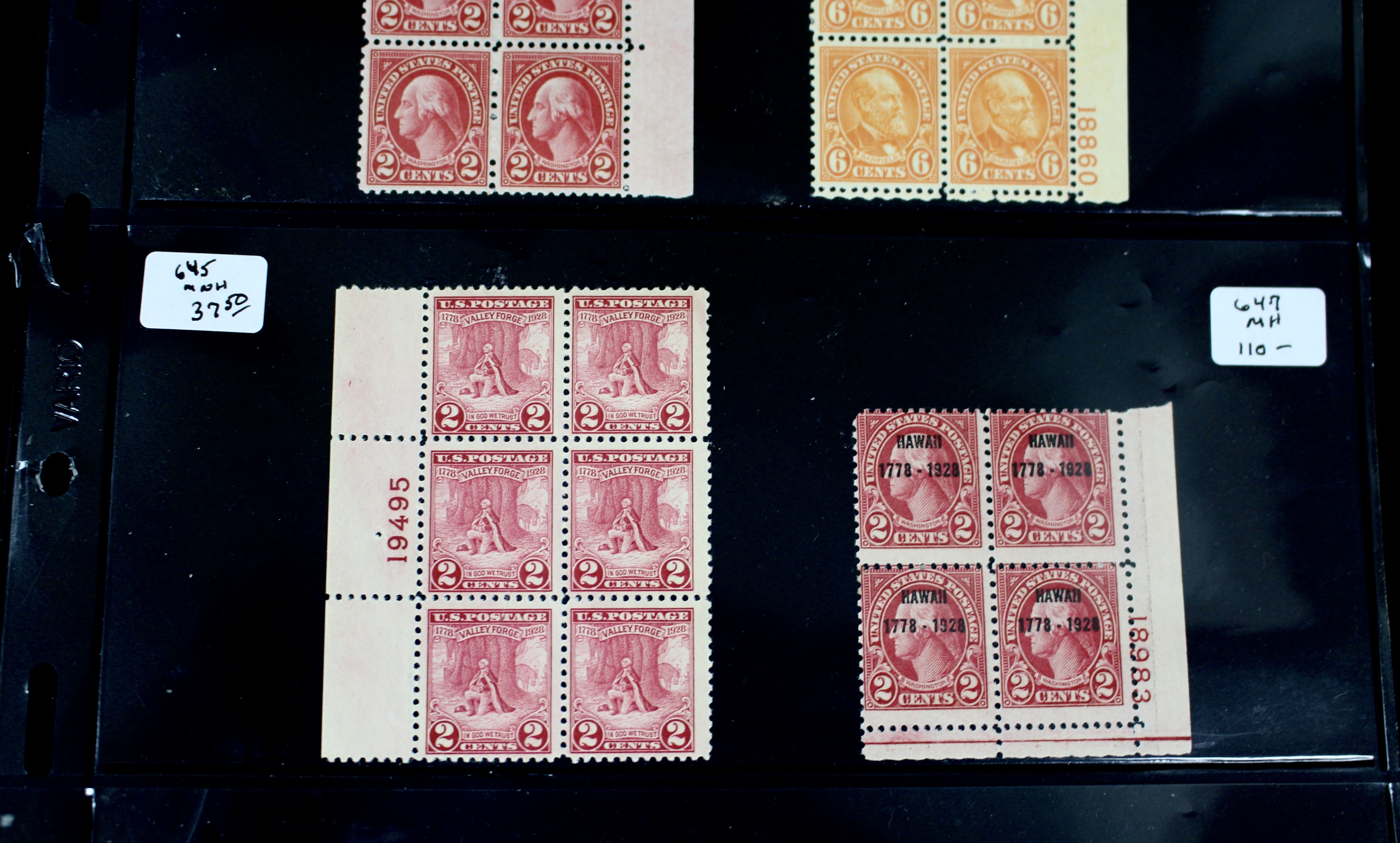 Ten Earlier U.S. Postage Stamp Plate Blocks
