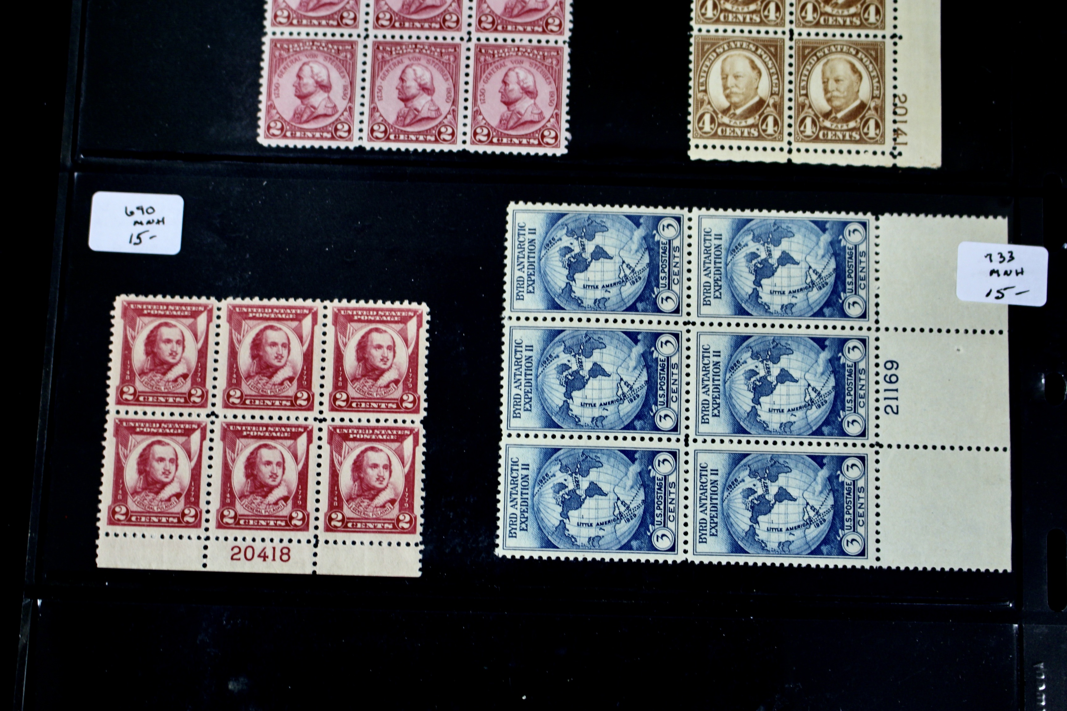 Ten Earlier U.S. Postage Stamp Plate Blocks