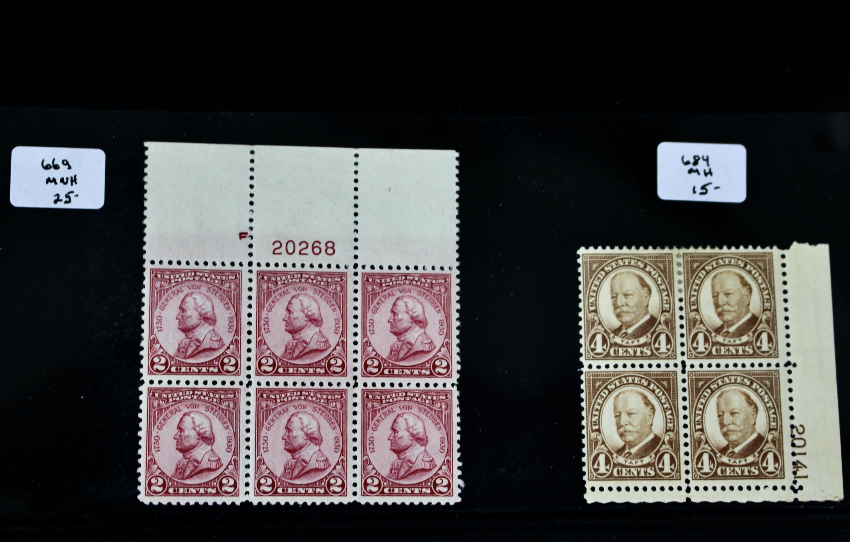 Ten Earlier U.S. Postage Stamp Plate Blocks