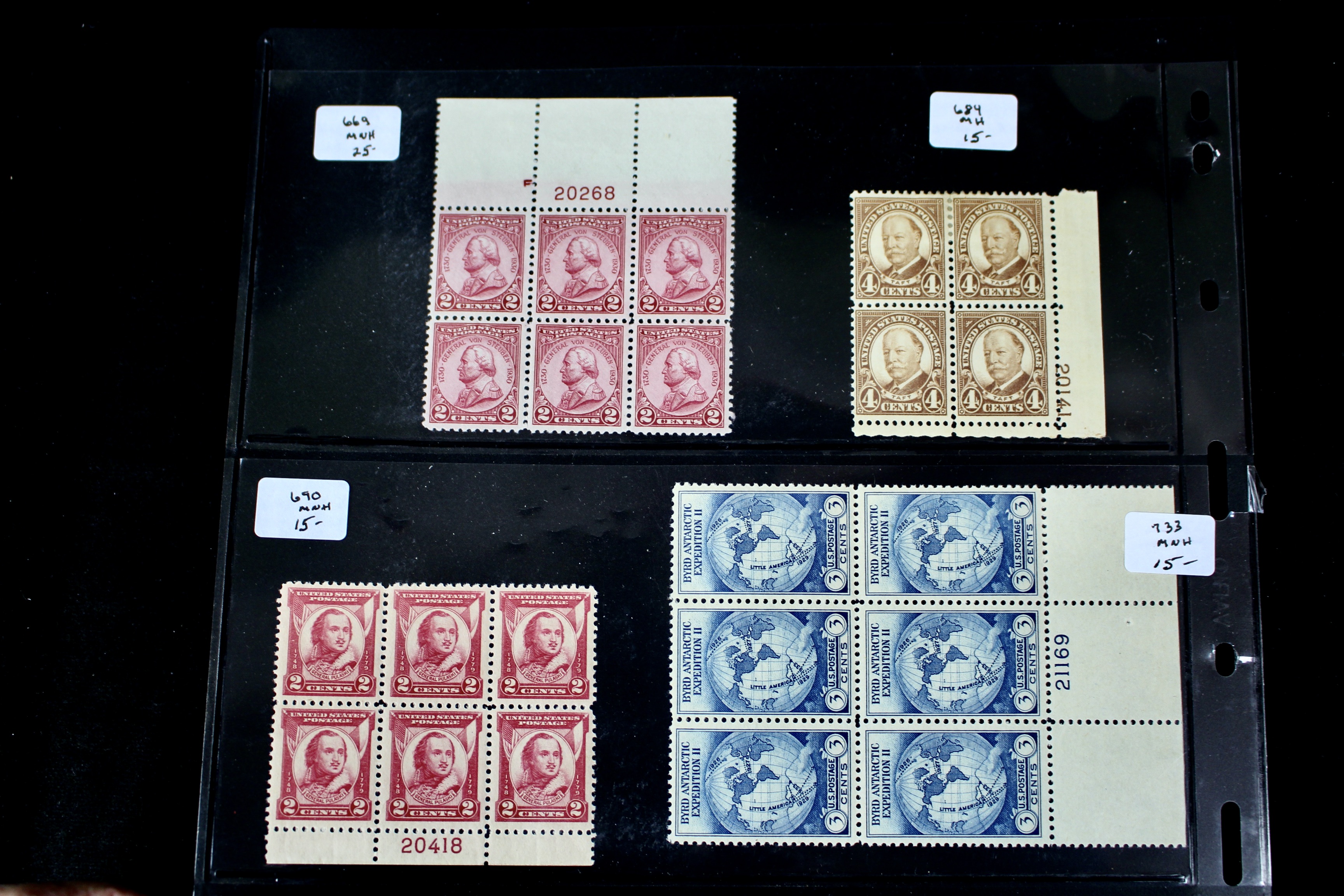 Ten Earlier U.S. Postage Stamp Plate Blocks