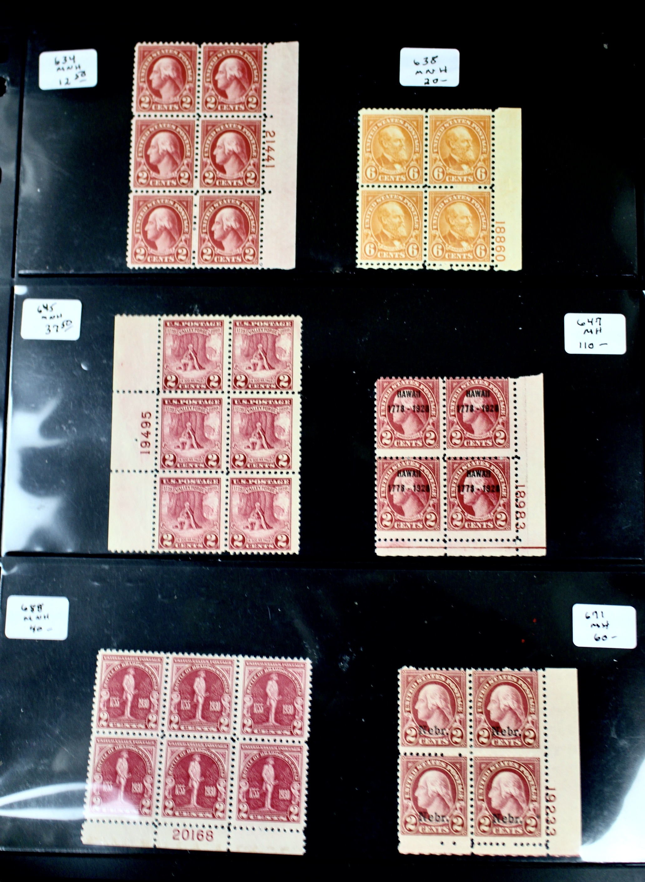 Ten Earlier U.S. Postage Stamp Plate Blocks