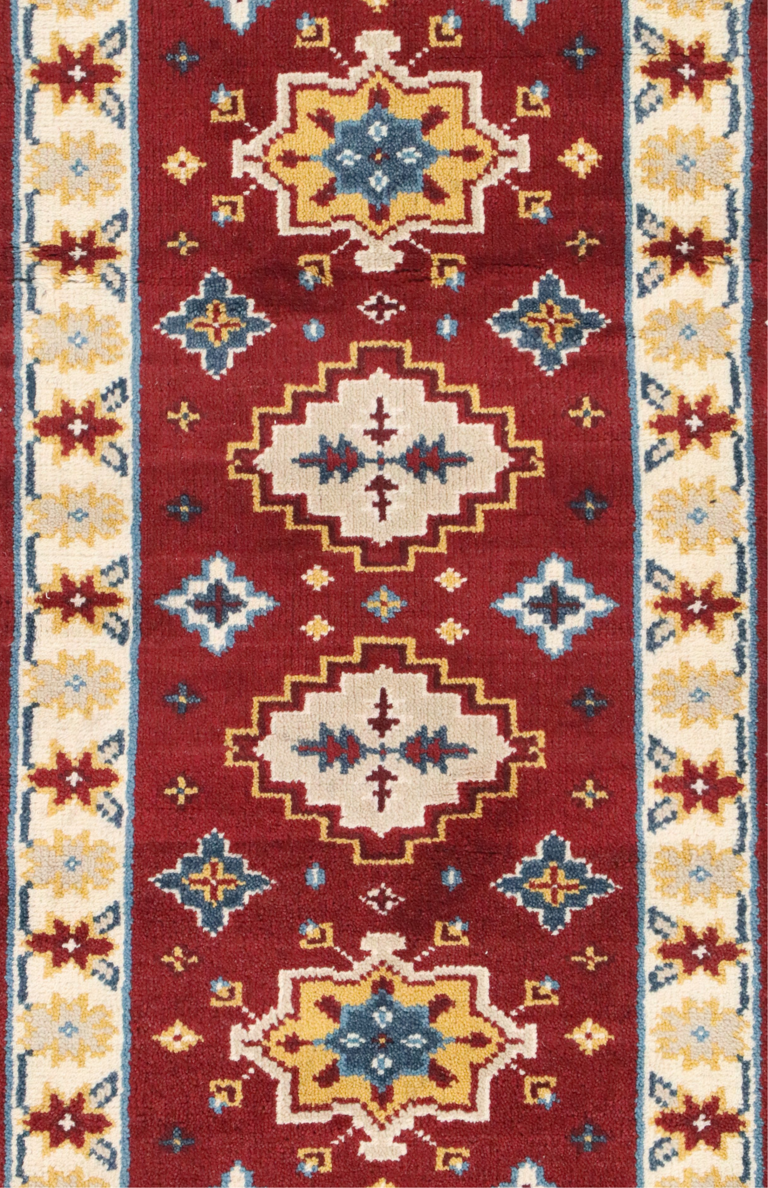 2'4 x 6'2 Hand-Knotted Afghan Kazak Carpet Runner