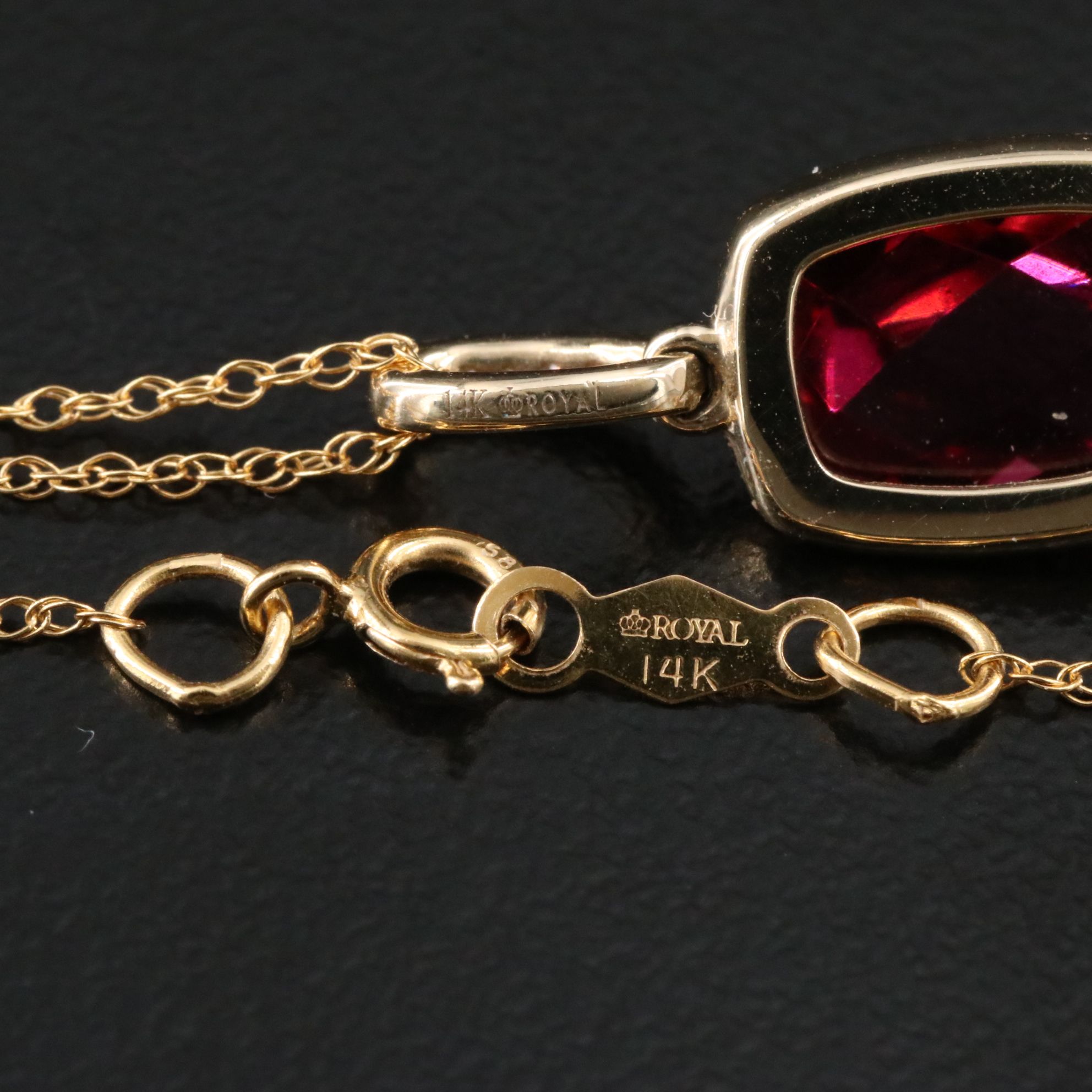 14K Rhodolite Garnet and Diamond Pendant Necklace