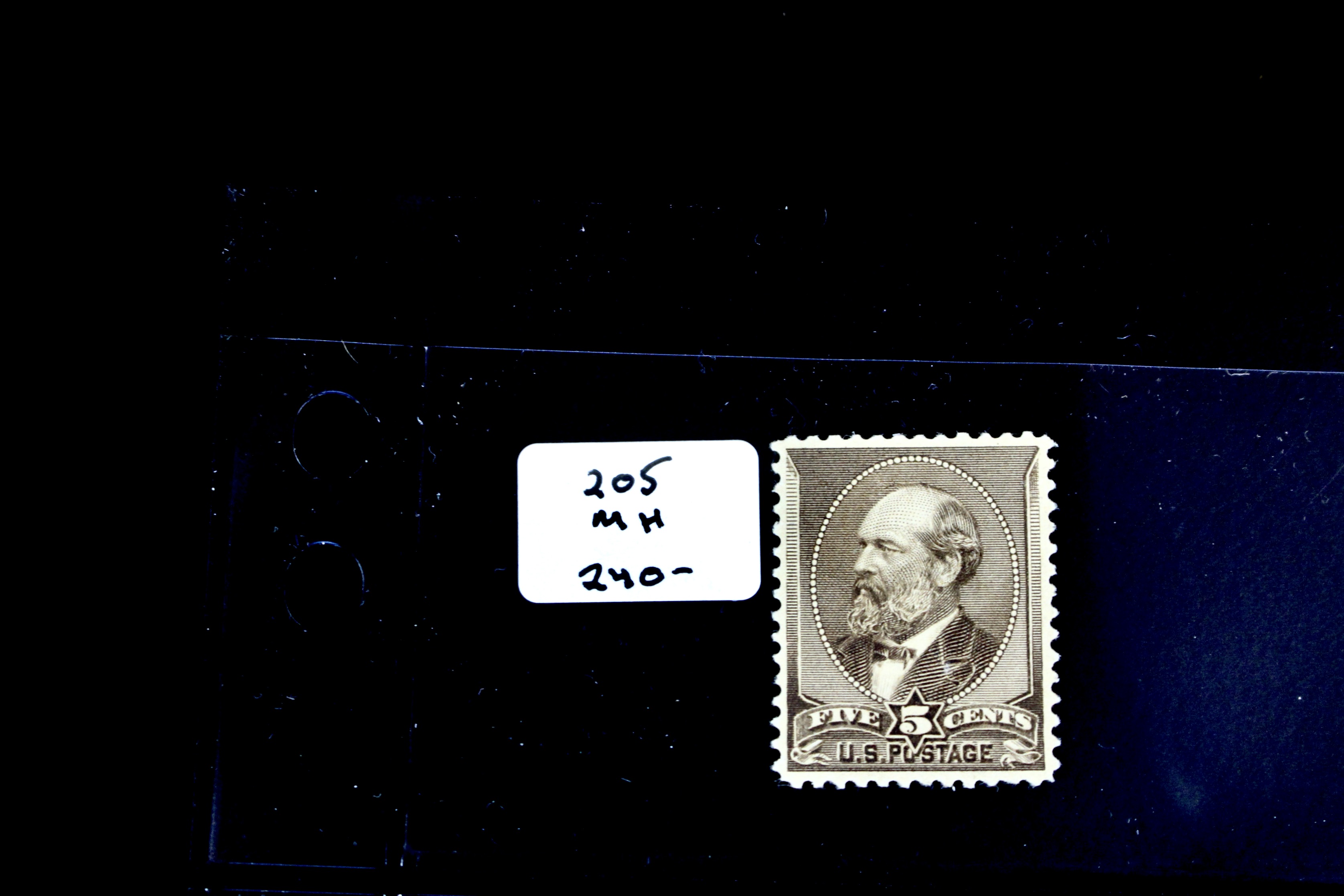 Seven Early Mint Condition U.S. Postage Stamps, Scott 205 to 250