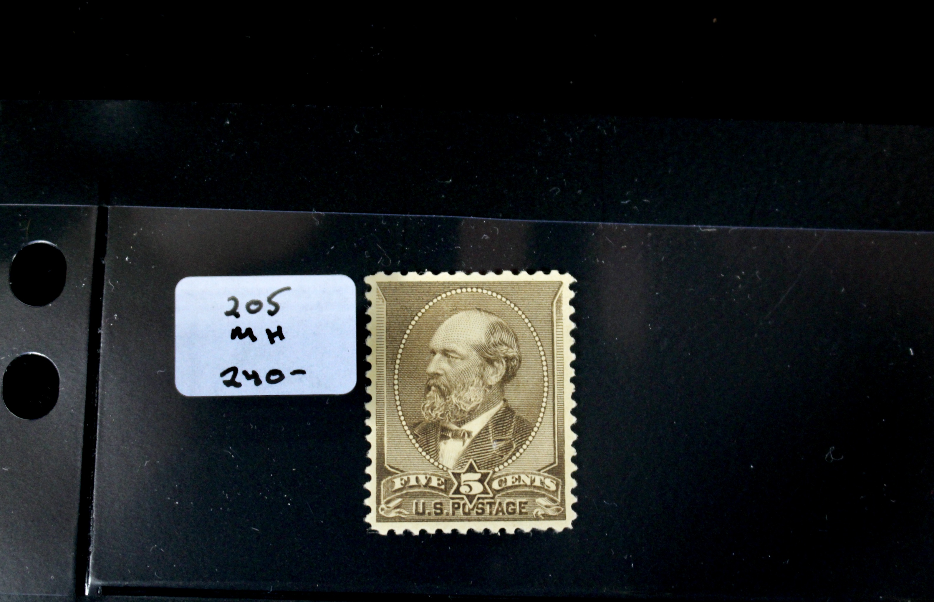 Seven Early Mint Condition U.S. Postage Stamps, Scott 205 to 250