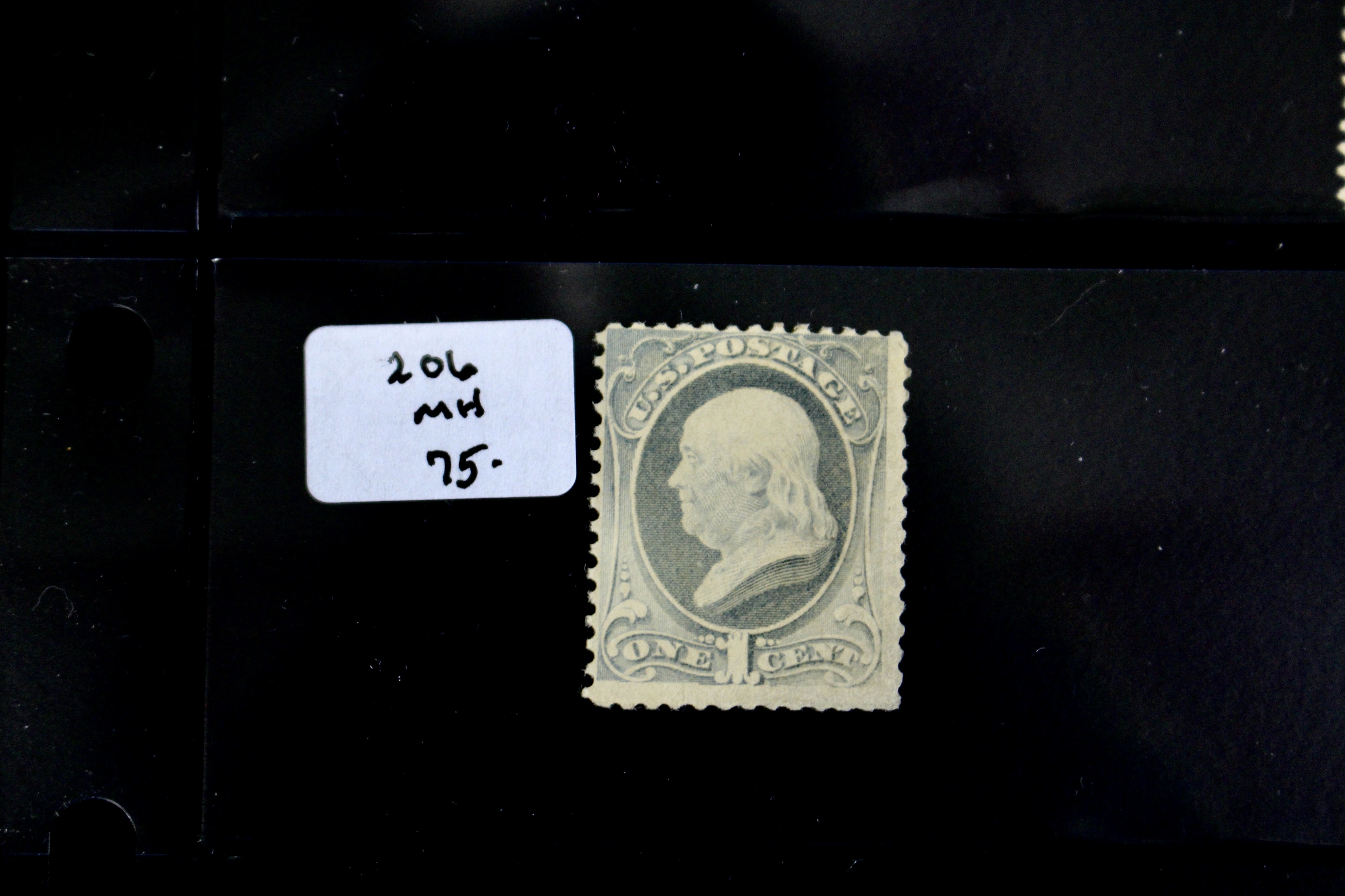 Seven Early Mint Condition U.S. Postage Stamps, Scott 205 to 250