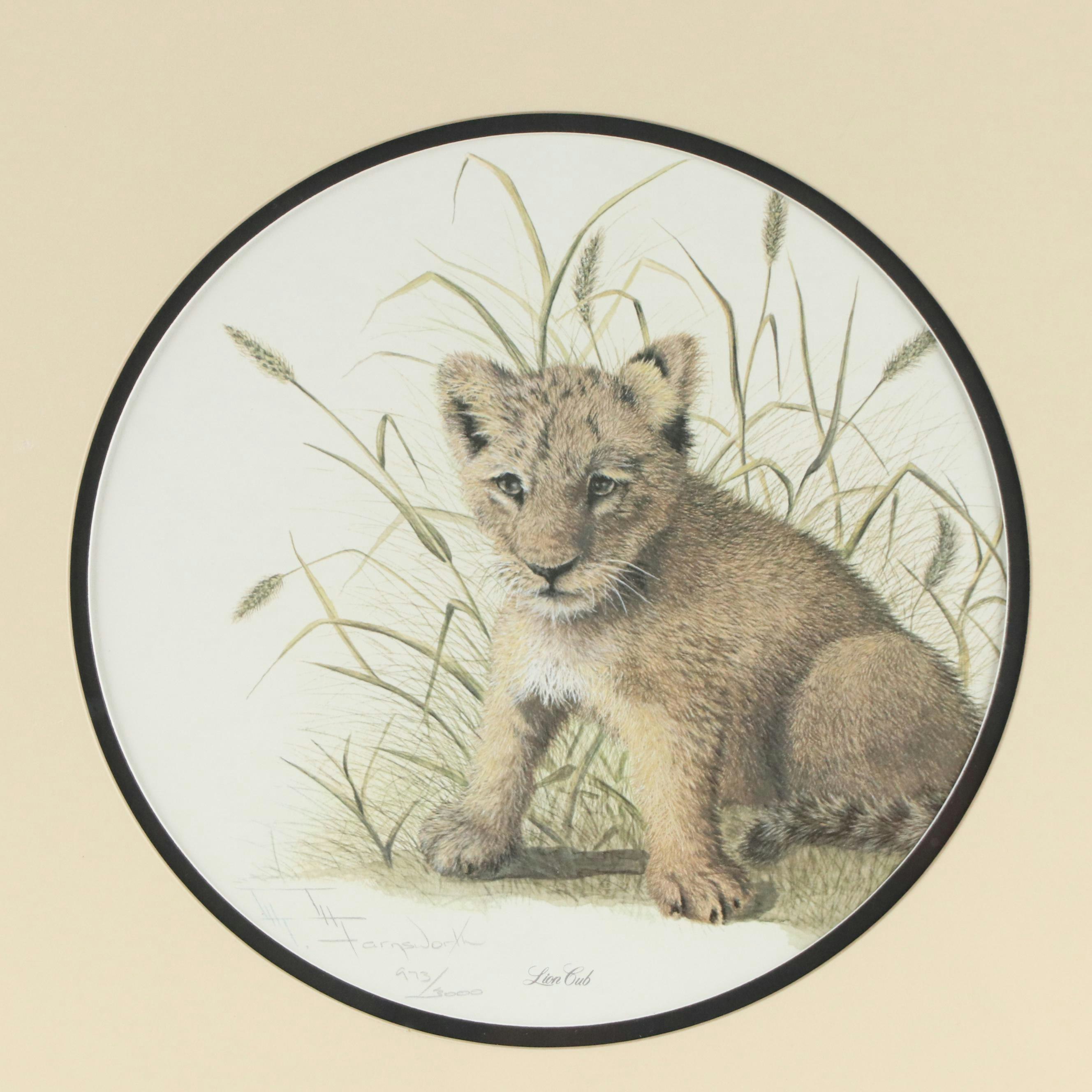 Imogene Farnsworth Lion-Themed Offset Lithographs Including "Lion Cub"