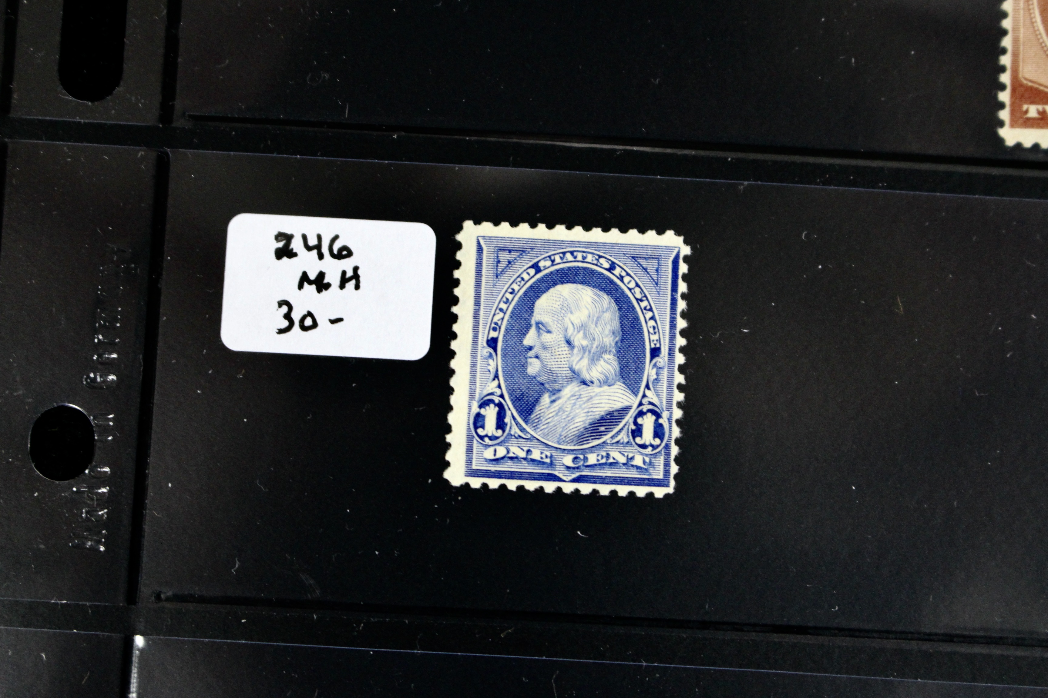 Seven Early Mint Condition U.S. Postage Stamps, Scott 205 to 250