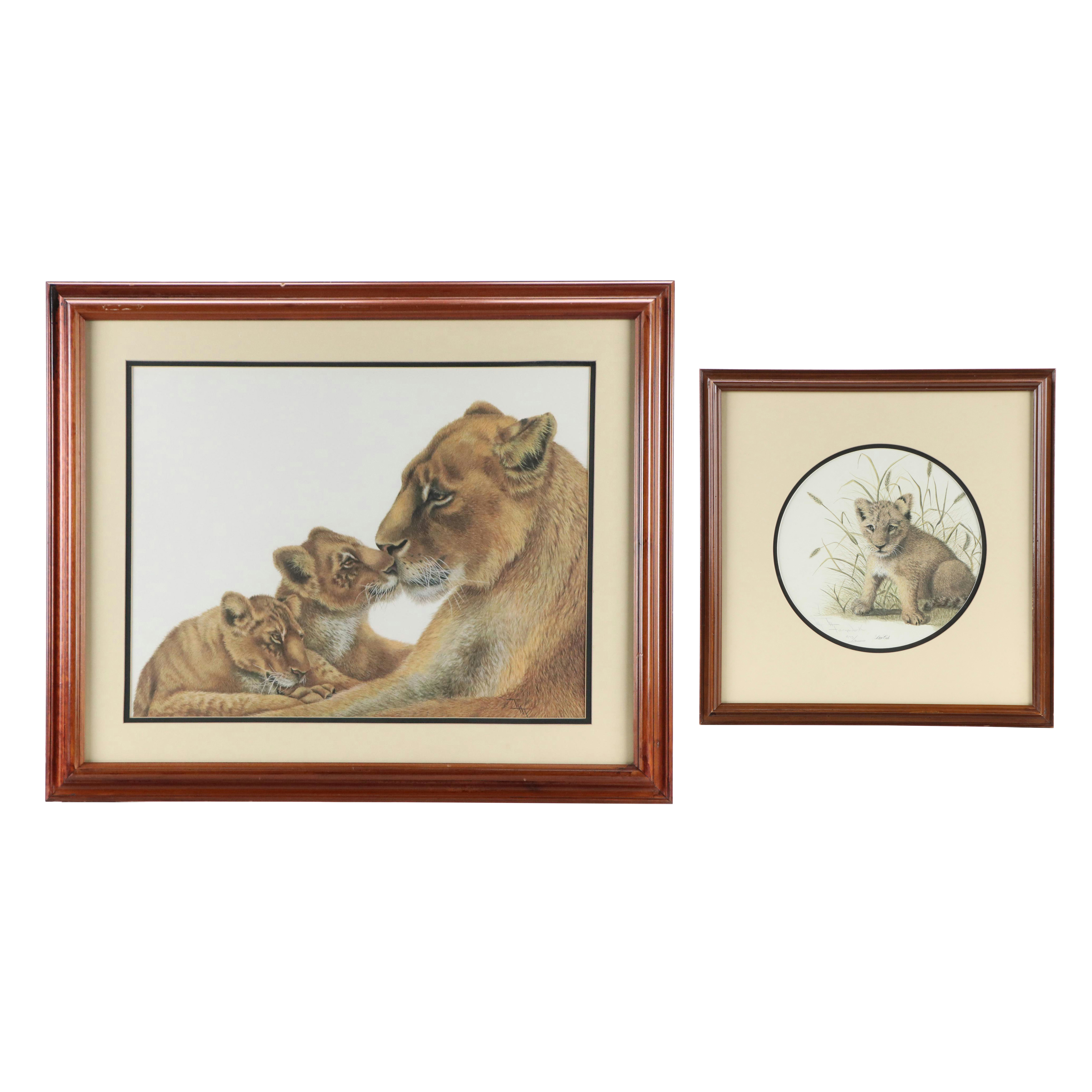 Imogene Farnsworth Lion-Themed Offset Lithographs Including "Lion Cub"