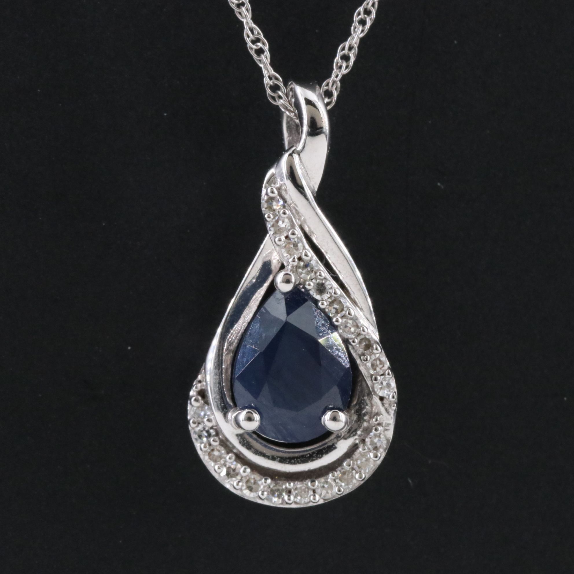 14K Sapphire and Diamond Pendant Necklace