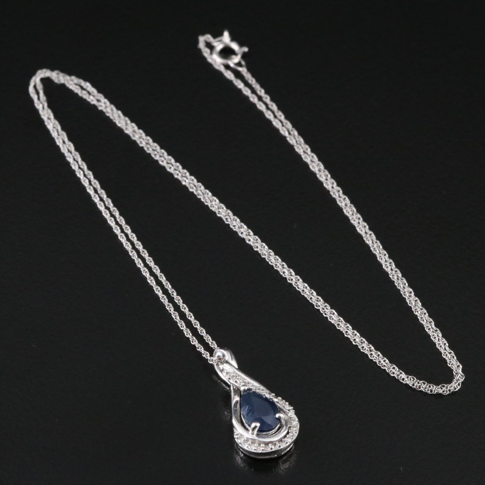 14K Sapphire and Diamond Pendant Necklace