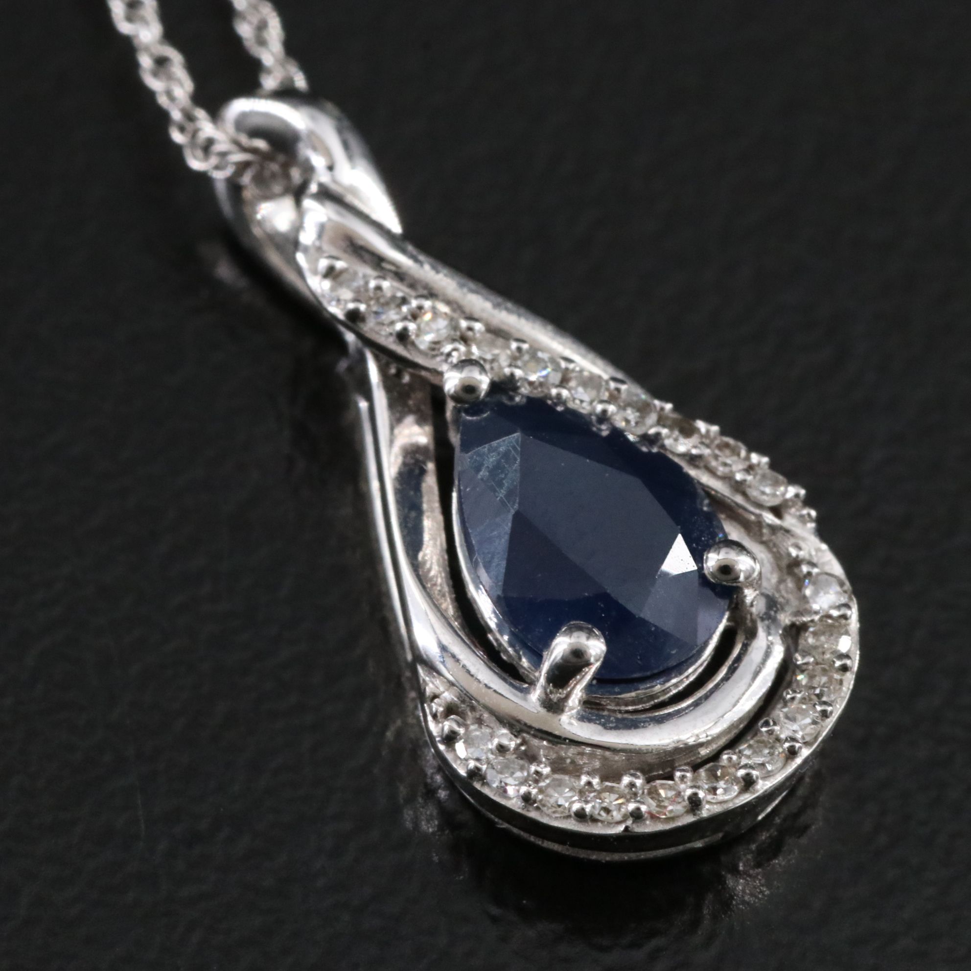 14K Sapphire and Diamond Pendant Necklace