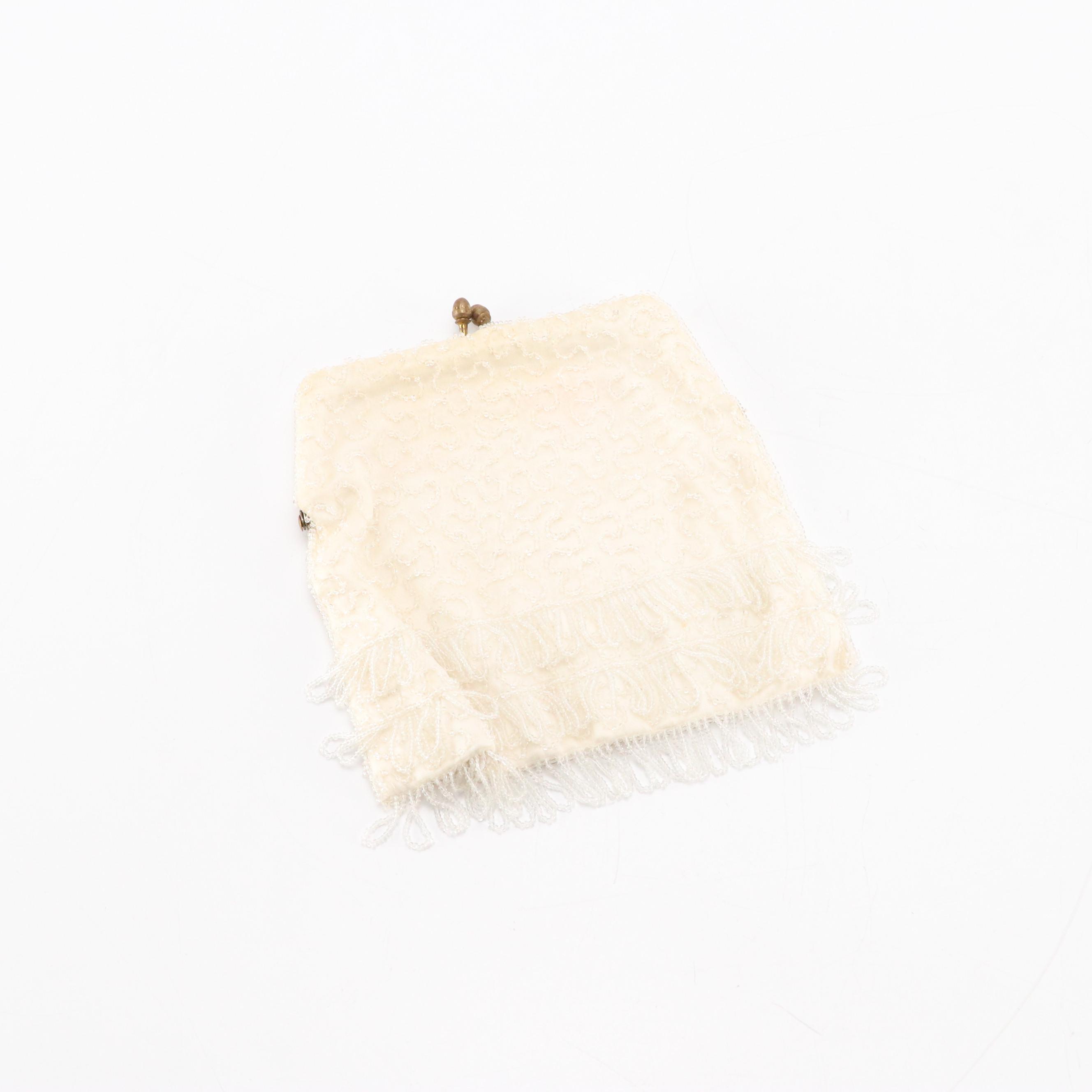 Belgian Beaded Bag for Shillito's and Other Glove Clips, Mid-20th Century