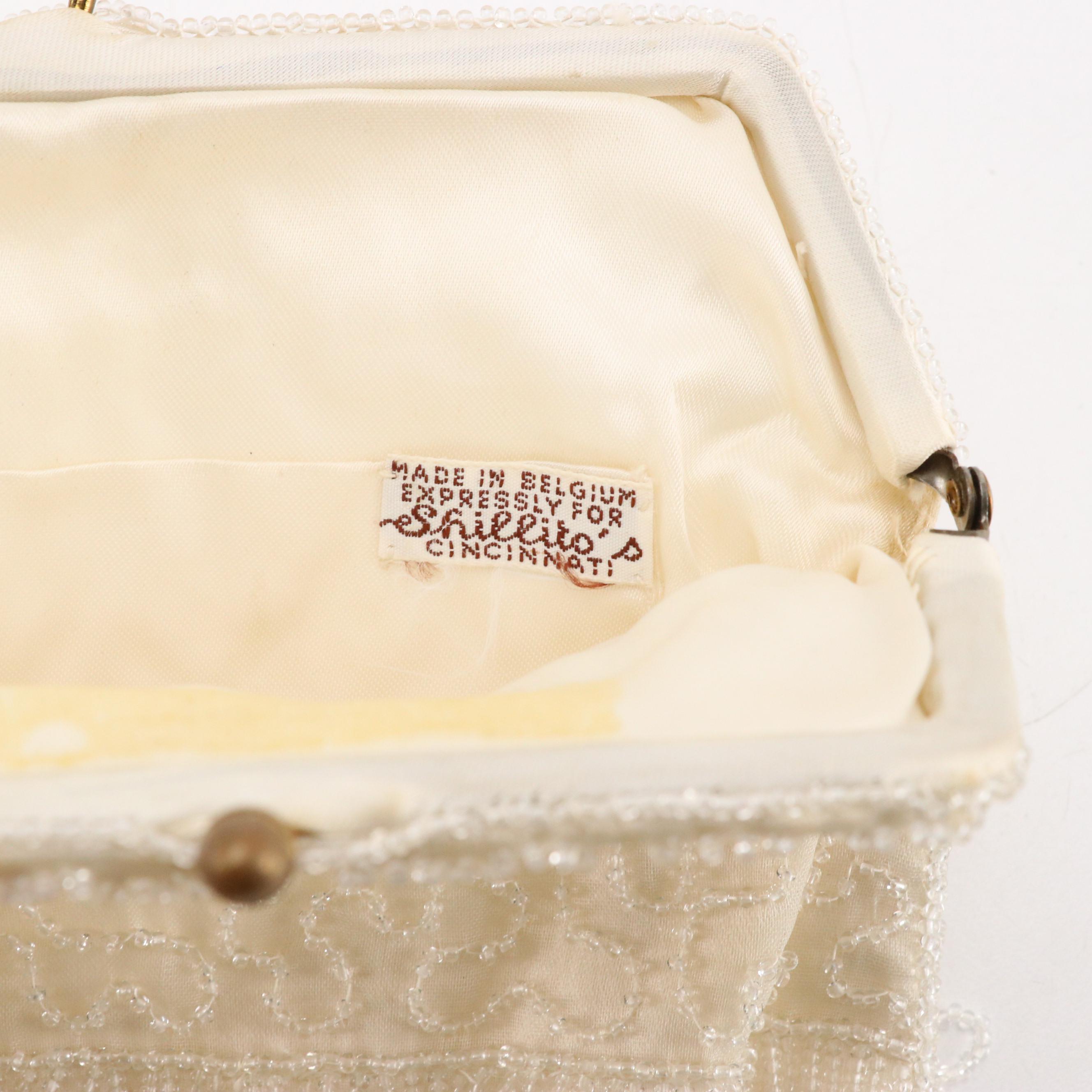 Belgian Beaded Bag for Shillito's and Other Glove Clips, Mid-20th Century