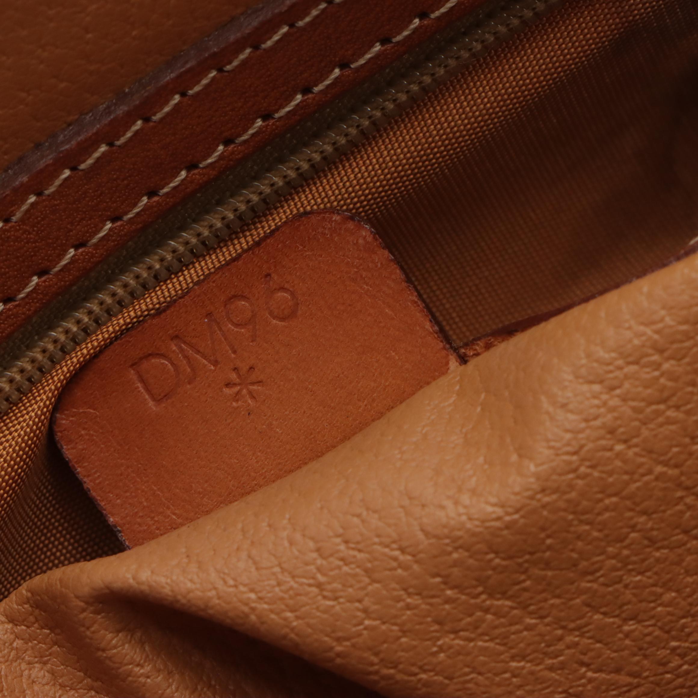 Celine Dome Handbag in Beige Triomphe Macadam Canvas and Brown Leather Trim