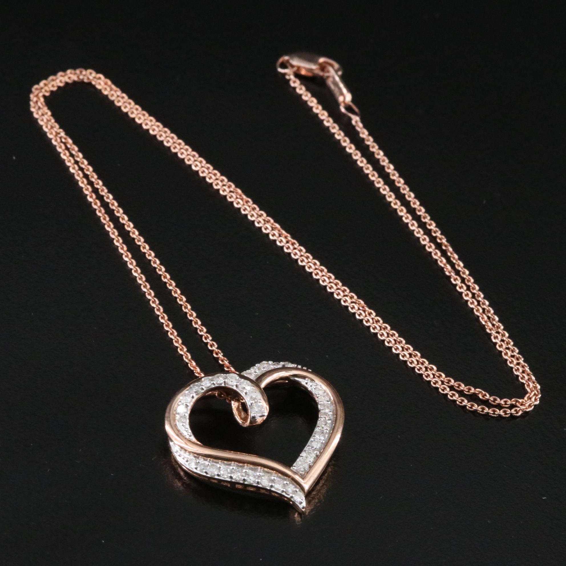 Sterling Diamond Heart Pendant Necklace
