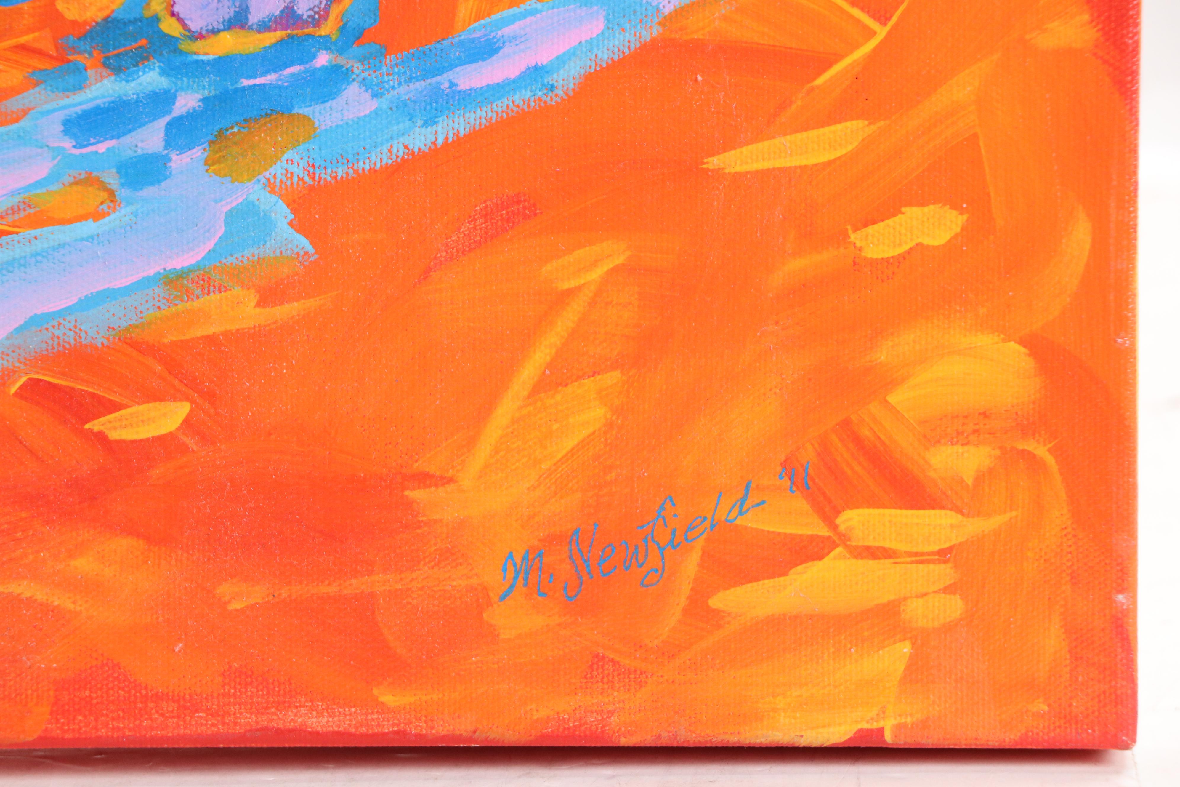 Martha Newfield Acrylic Painting of Dogs, 21st Century