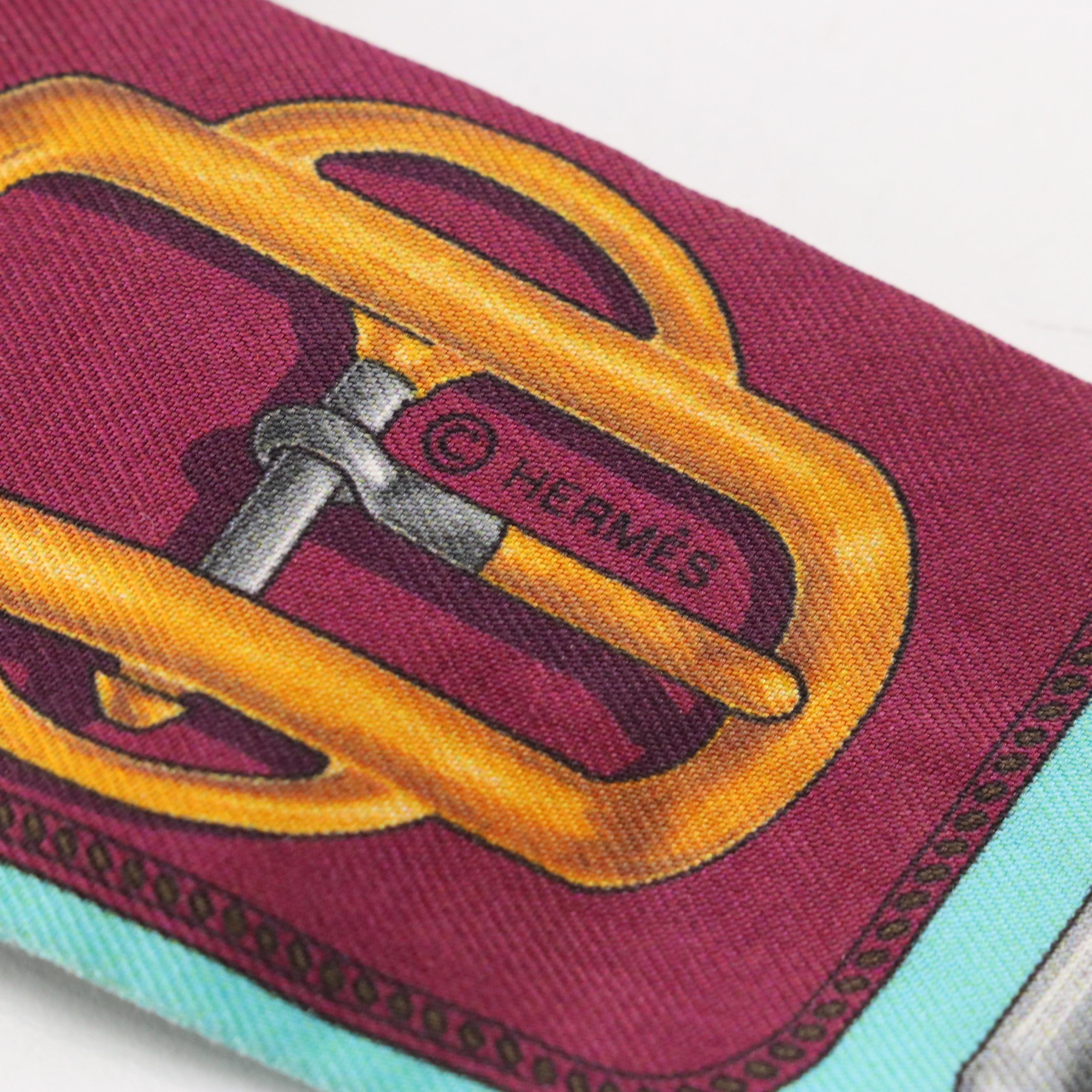 Hermès "Bouclerie d'Attelage" Silk Twilly Scarf With Box