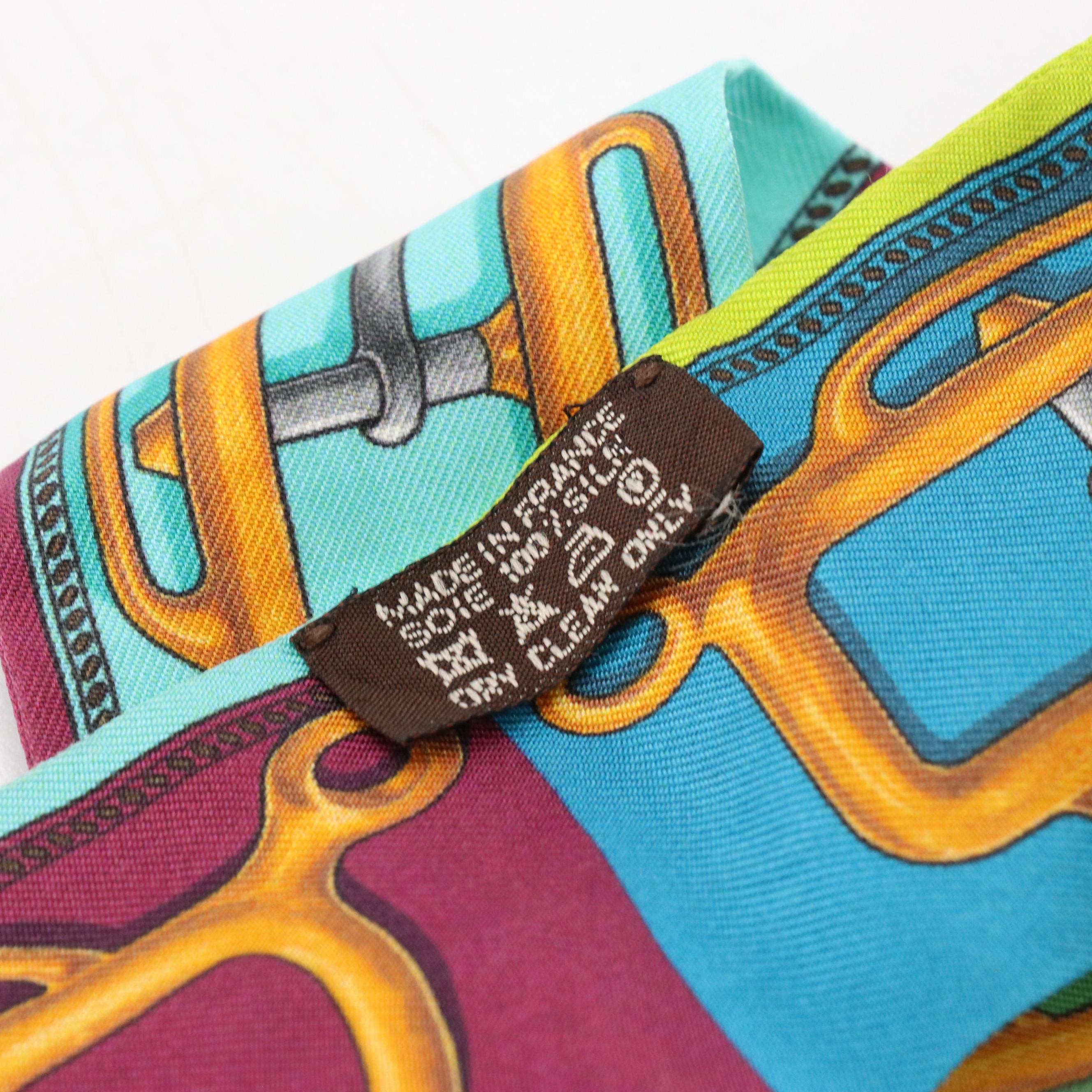 Hermès "Bouclerie d'Attelage" Silk Twilly Scarf With Box