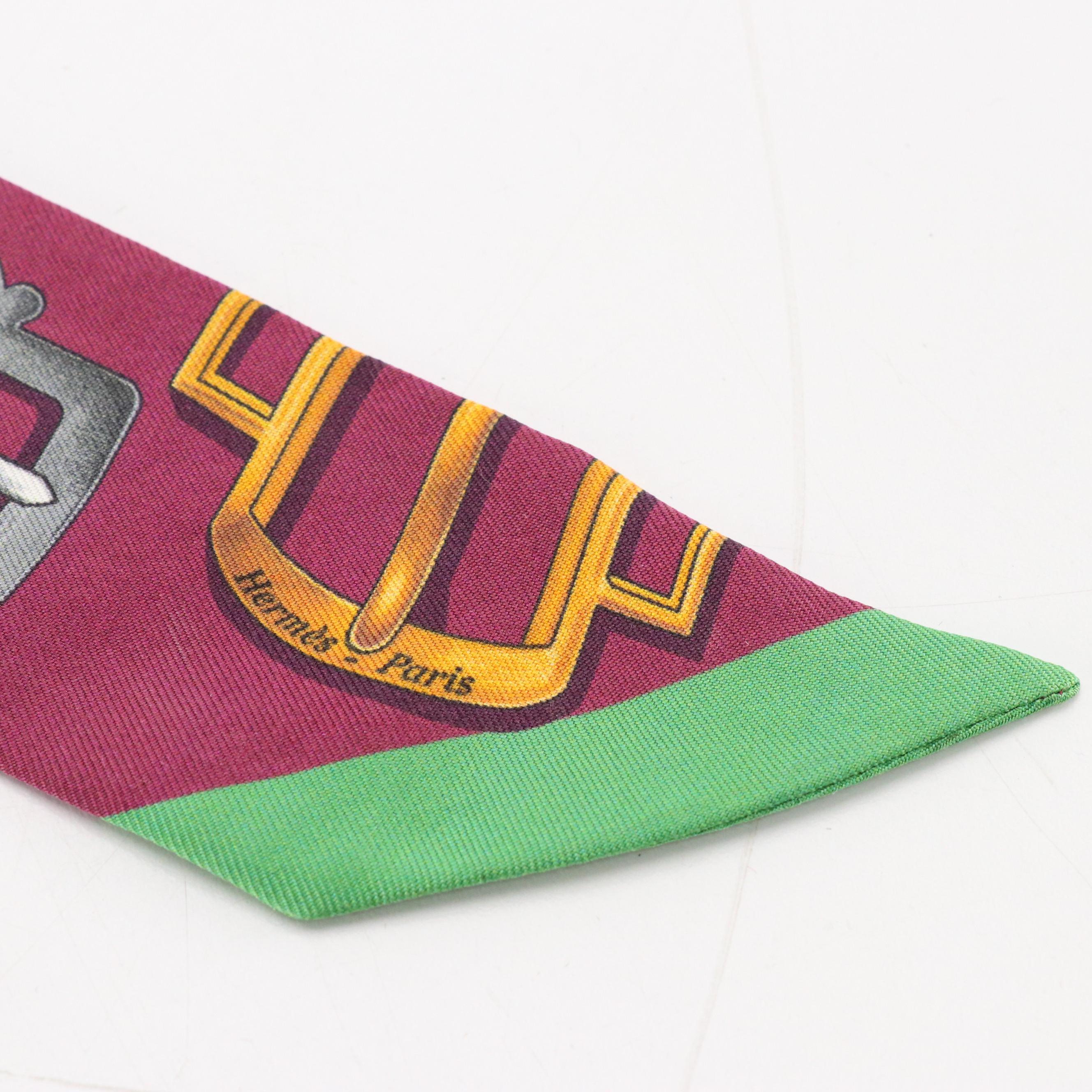 Hermès "Bouclerie d'Attelage" Silk Twilly Scarf With Box