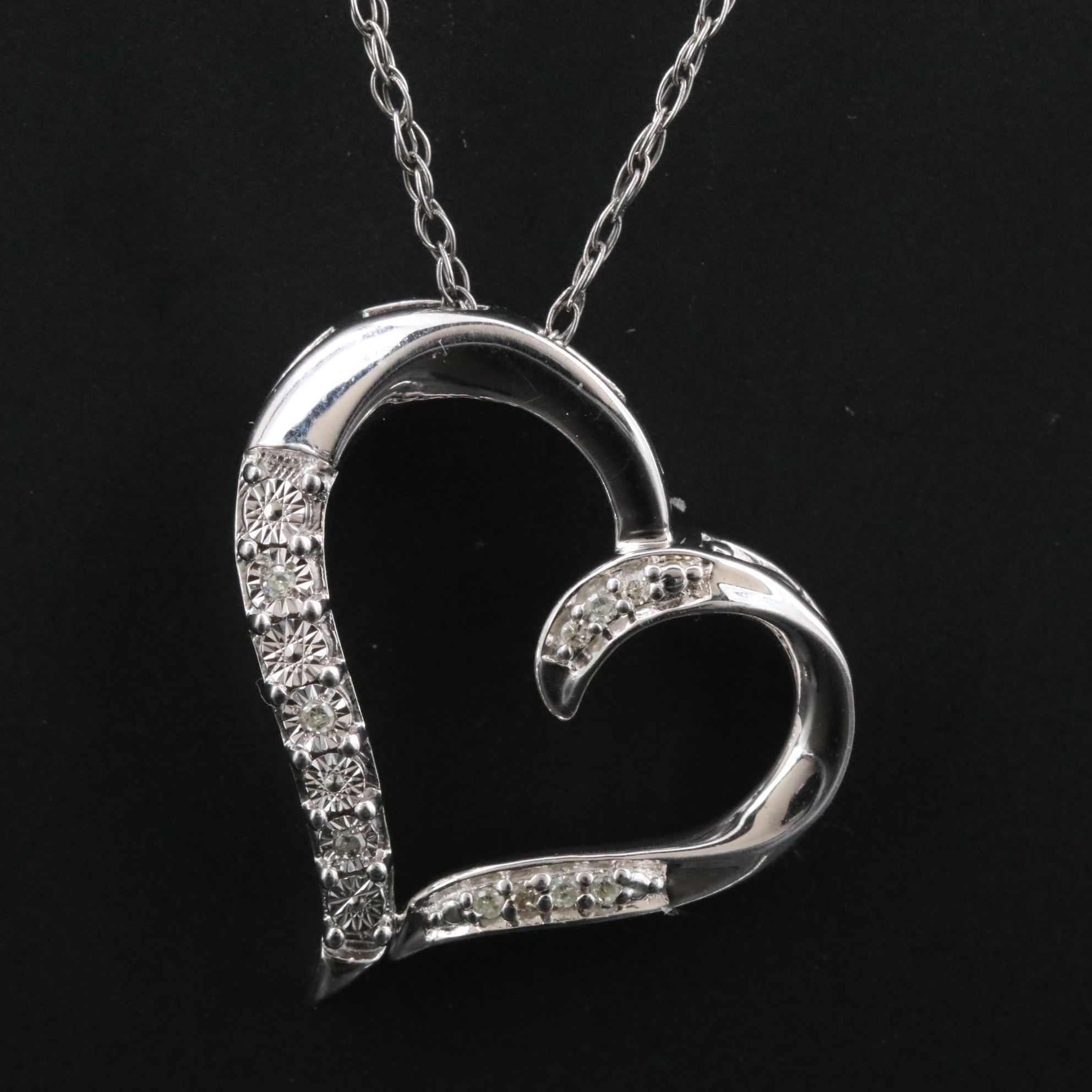 Sterling Diamond Heart Necklace