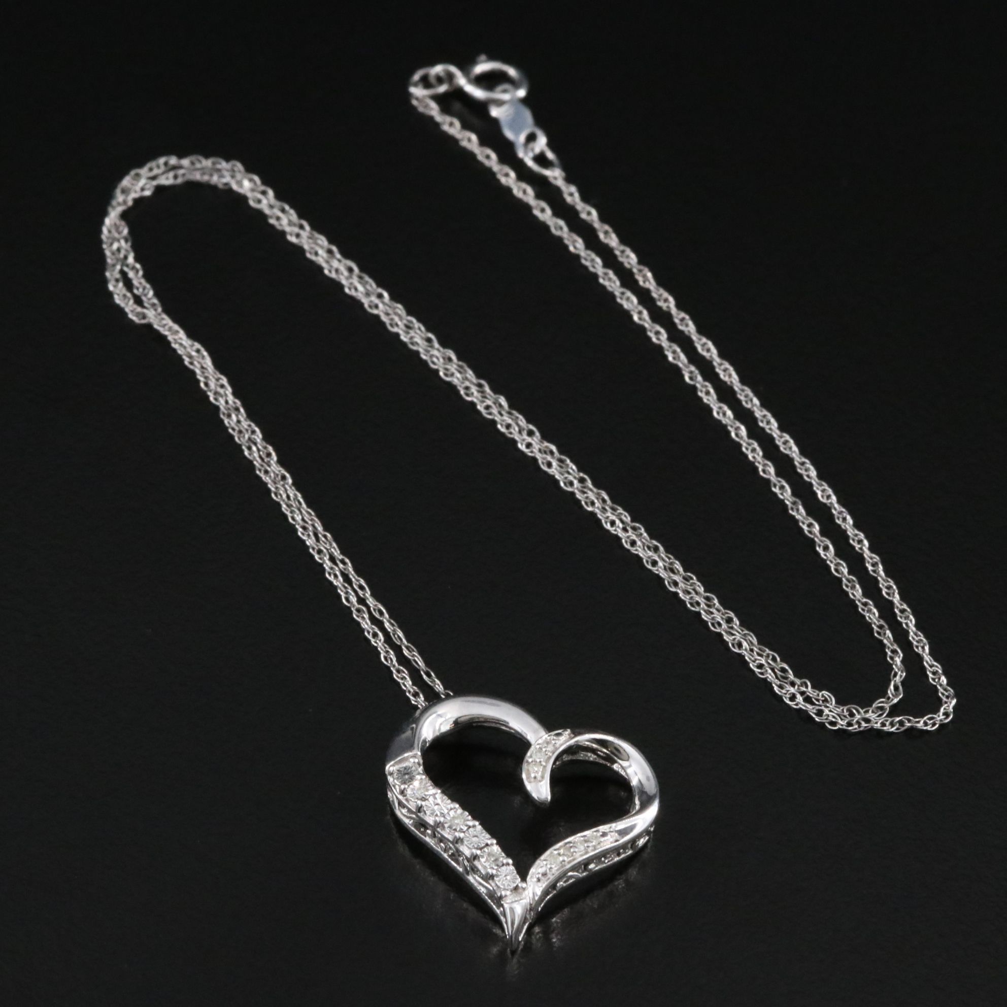 Sterling Diamond Heart Necklace