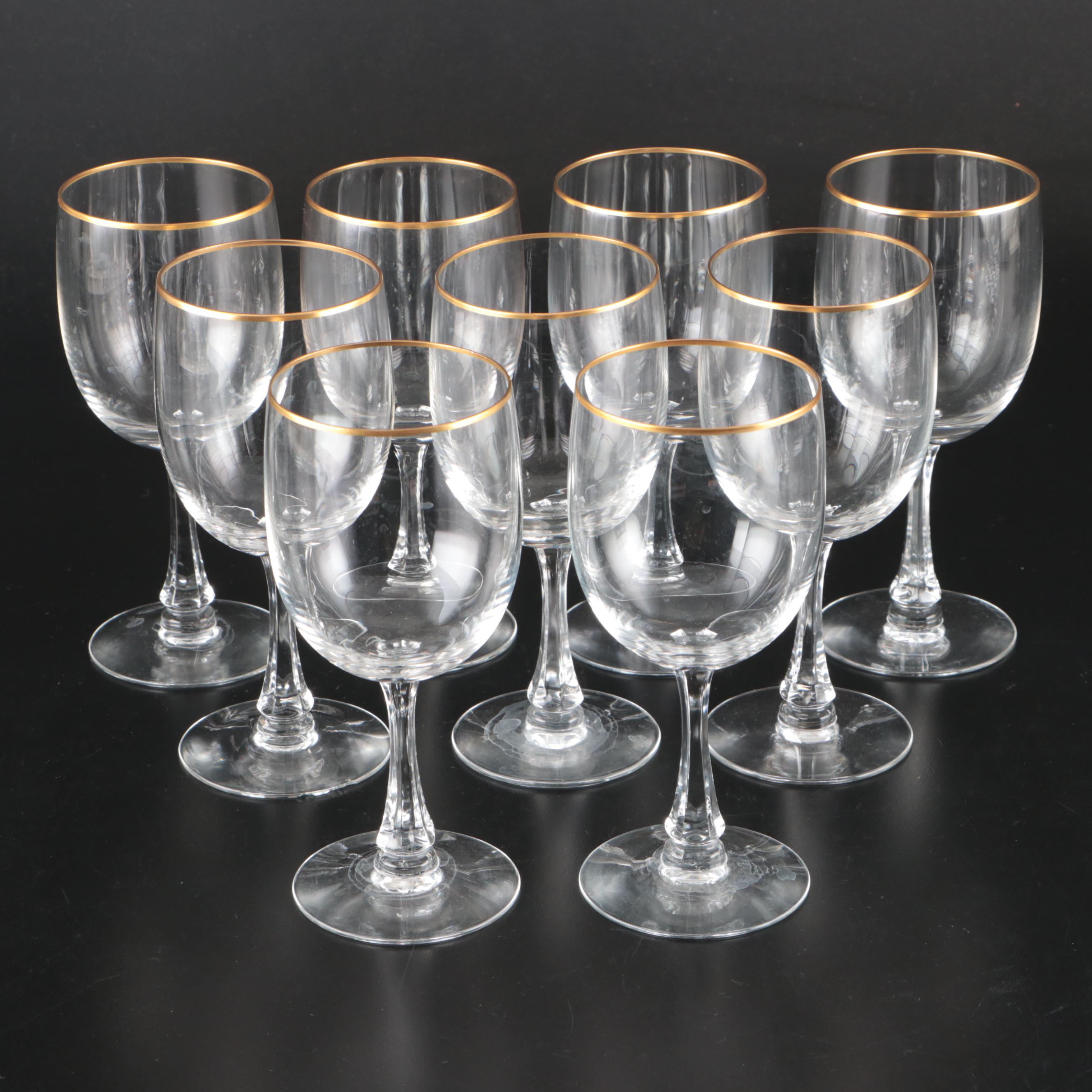 Fostoria "Classic Gold" Glass Stemware with Other Cake Stand and Serving Tray