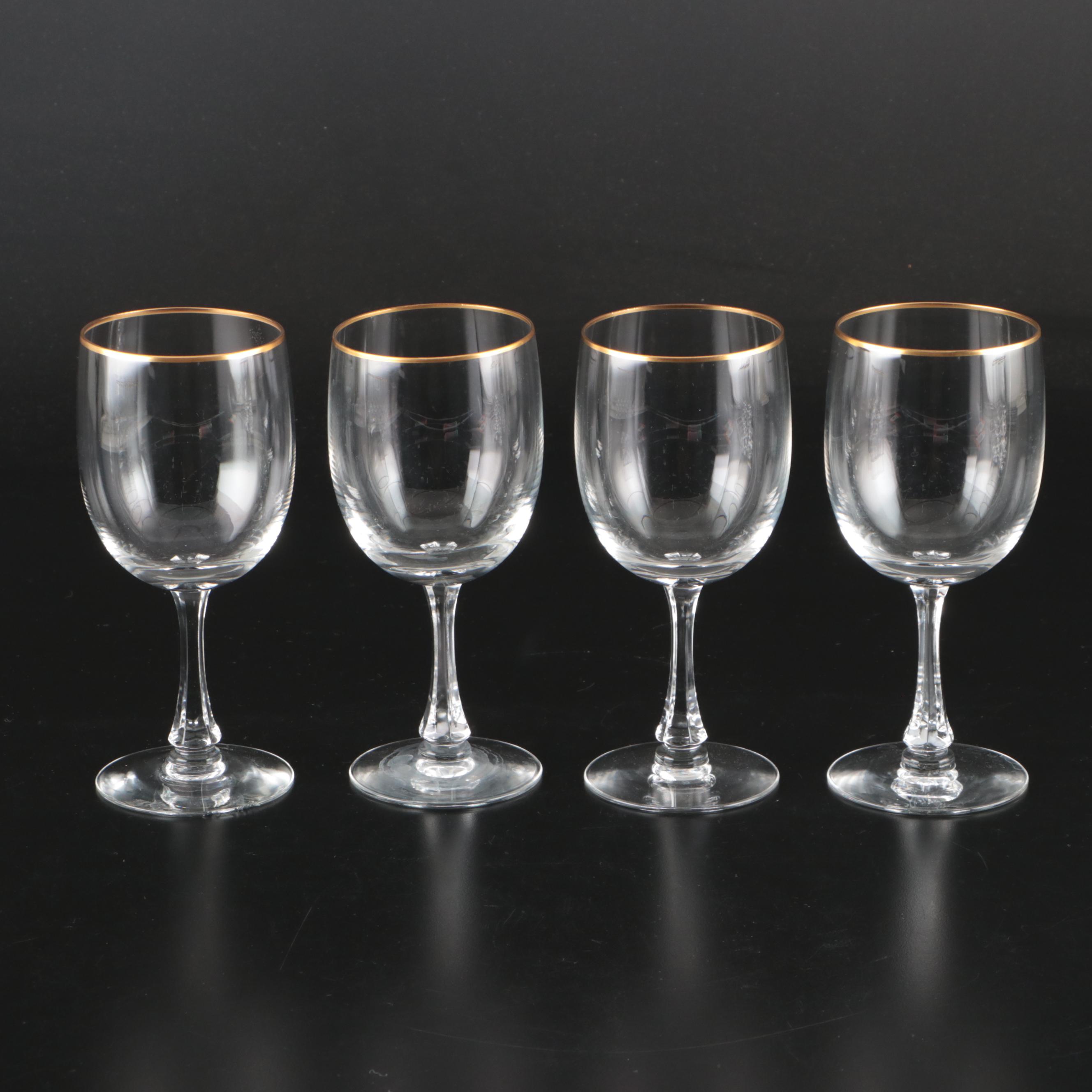 Fostoria "Classic Gold" Glass Stemware with Other Cake Stand and Serving Tray