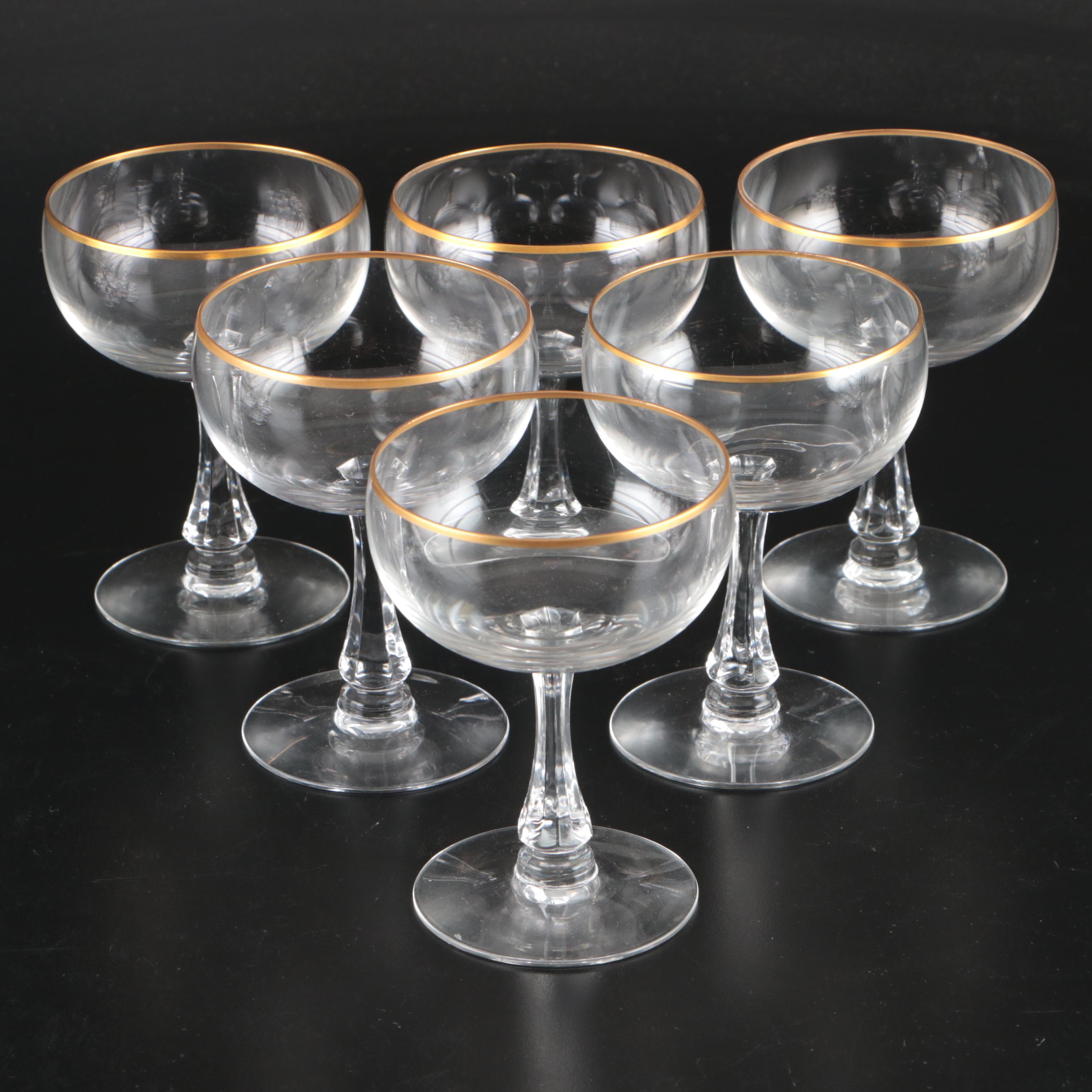 Fostoria "Classic Gold" Glass Stemware with Other Cake Stand and Serving Tray