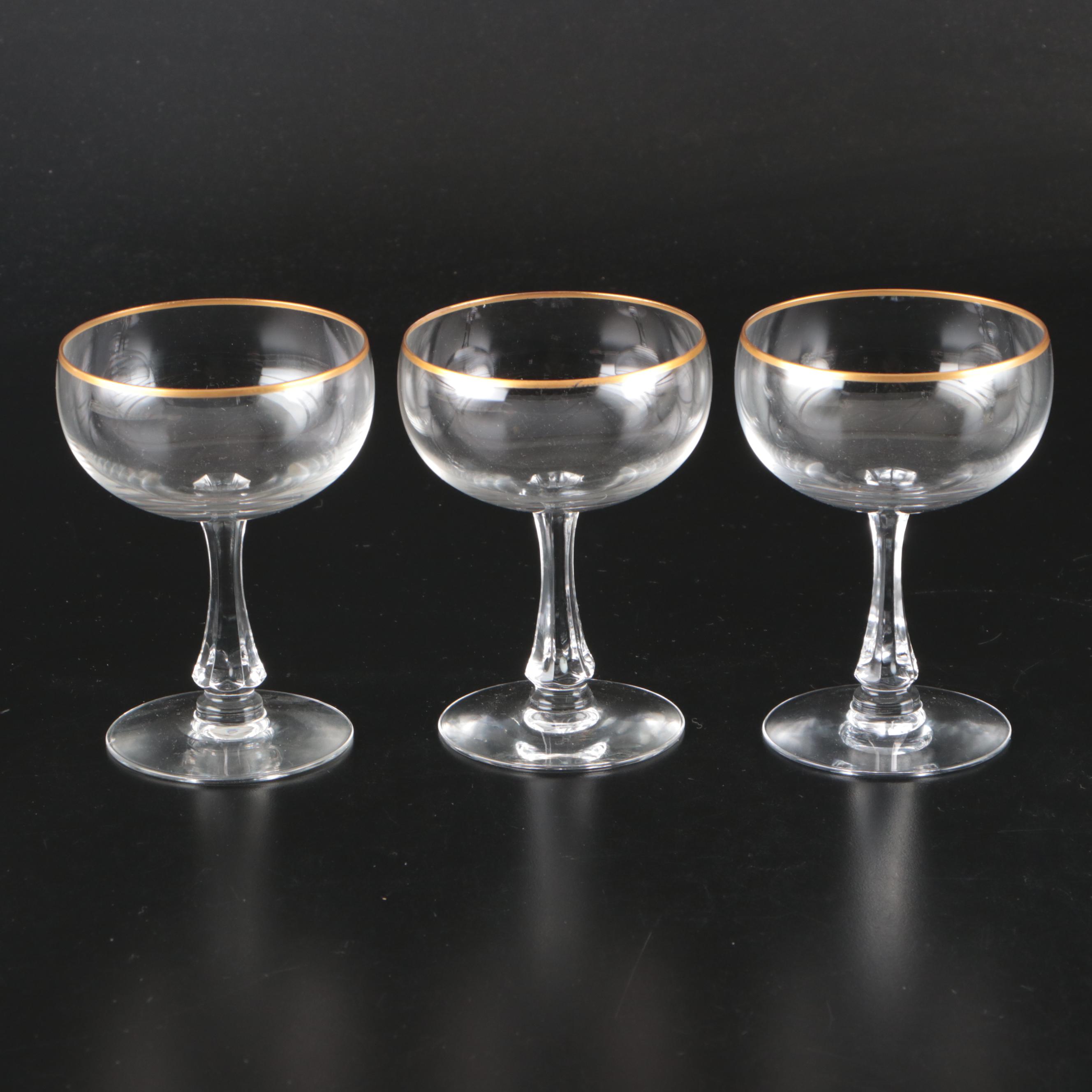 Fostoria "Classic Gold" Glass Stemware with Other Cake Stand and Serving Tray