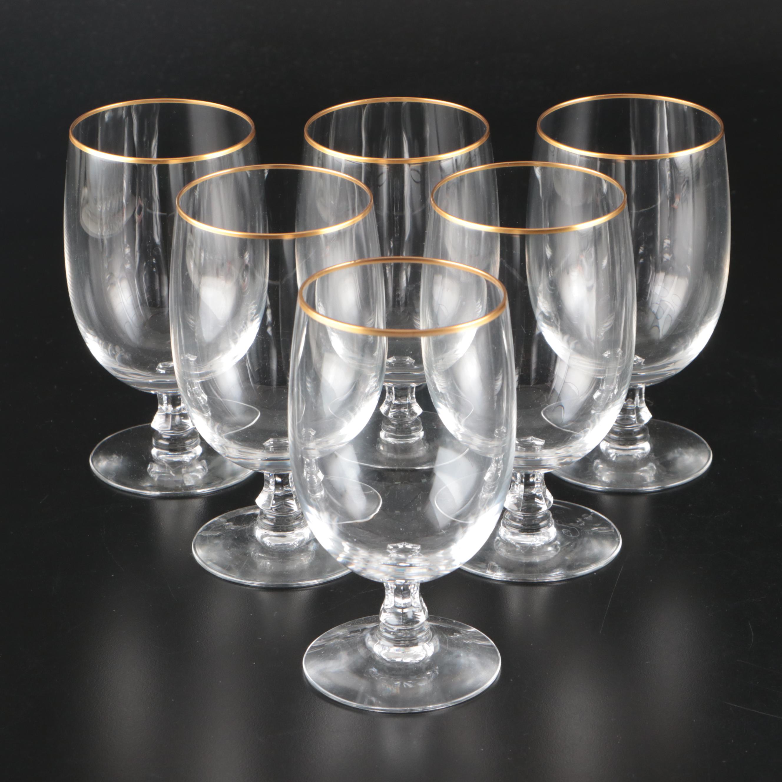 Fostoria "Classic Gold" Glass Stemware with Other Cake Stand and Serving Tray