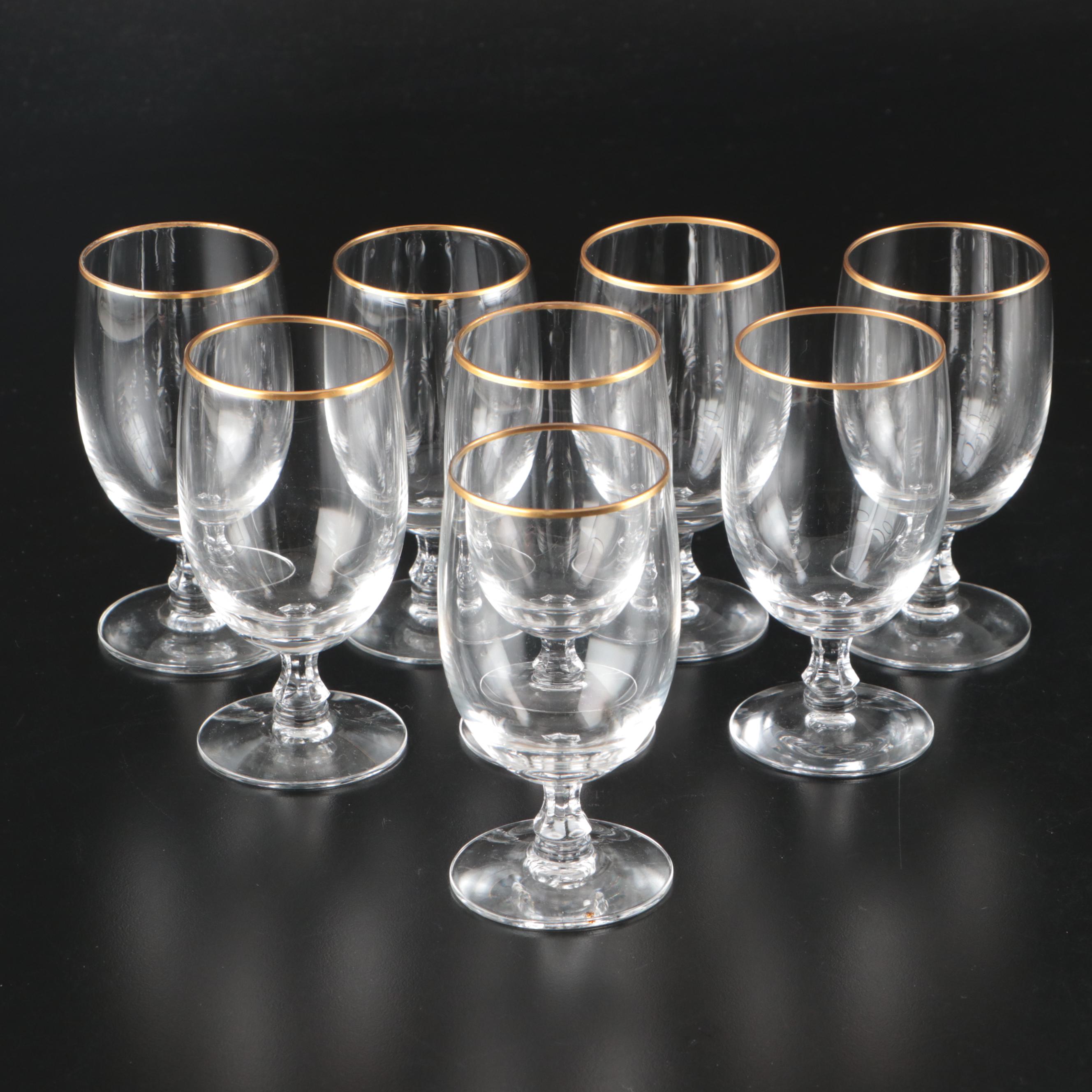 Fostoria "Classic Gold" Glass Stemware with Other Cake Stand and Serving Tray