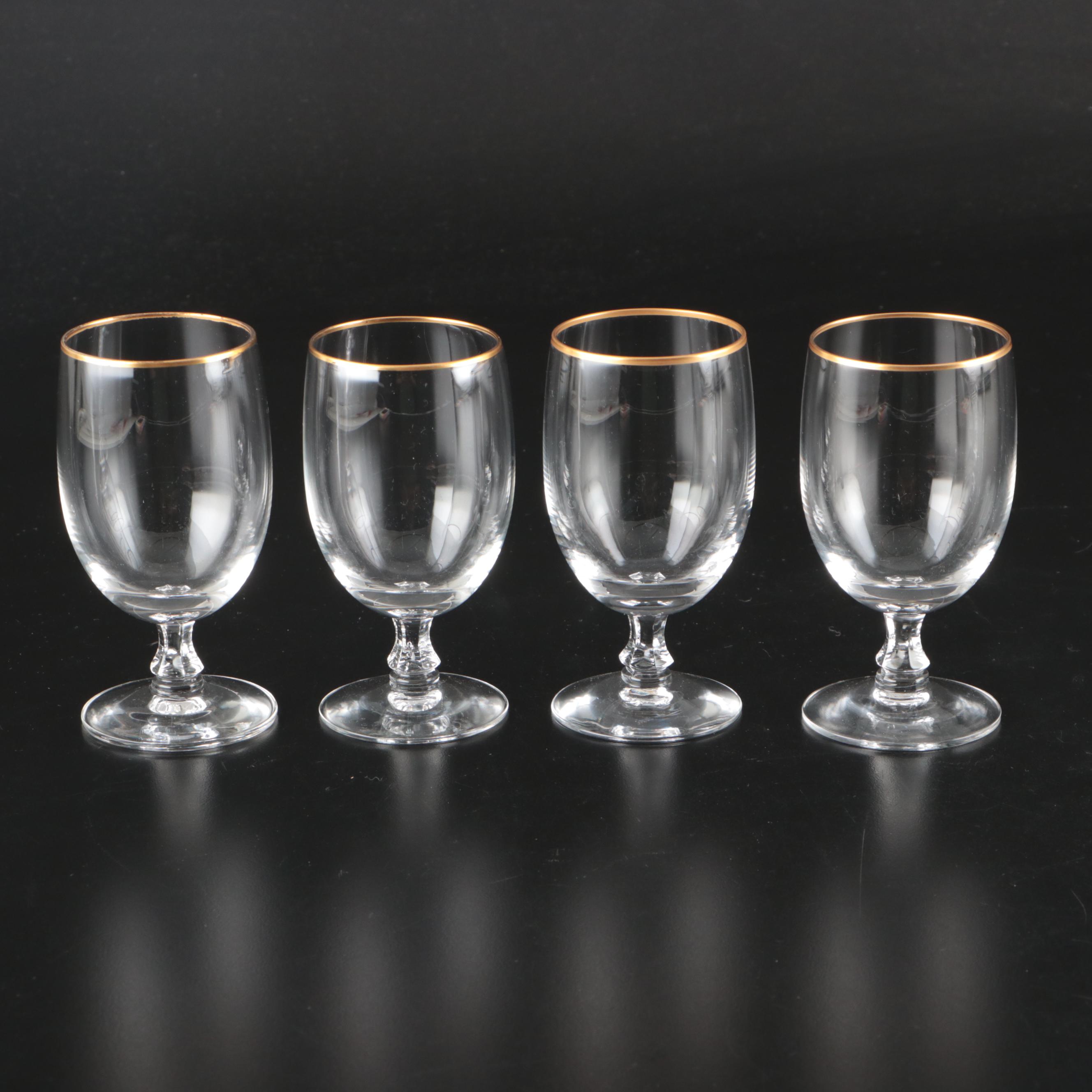 Fostoria "Classic Gold" Glass Stemware with Other Cake Stand and Serving Tray