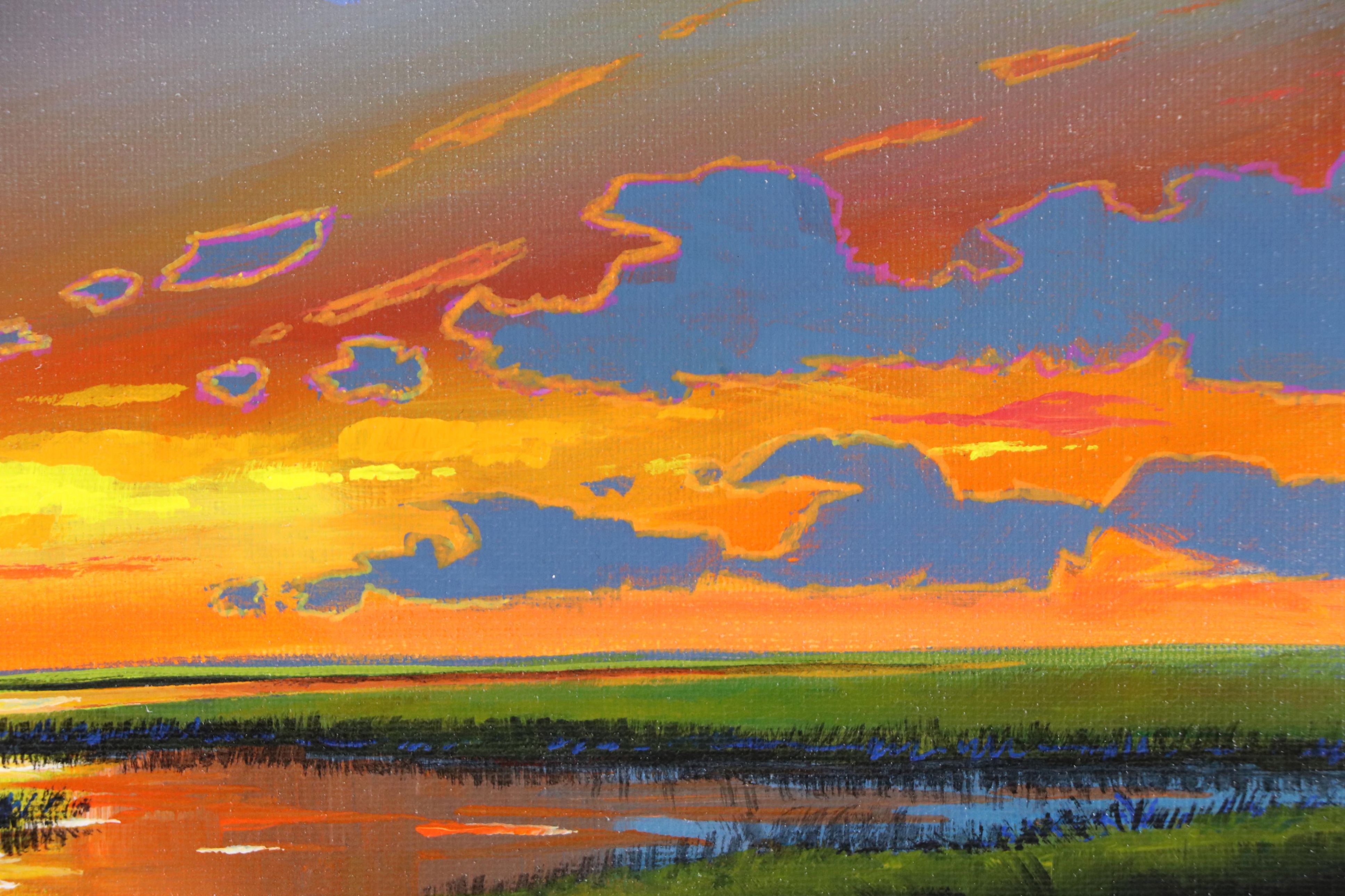 Doug "Bumo" Johnpeer Landscape Oil Painting with UFO, 2025