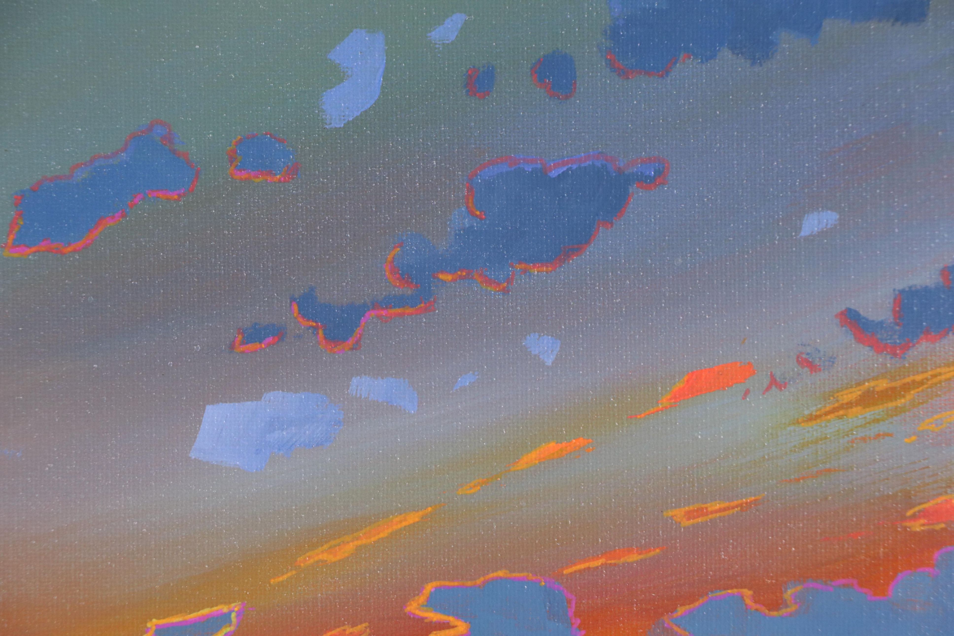 Doug "Bumo" Johnpeer Landscape Oil Painting with UFO, 2025