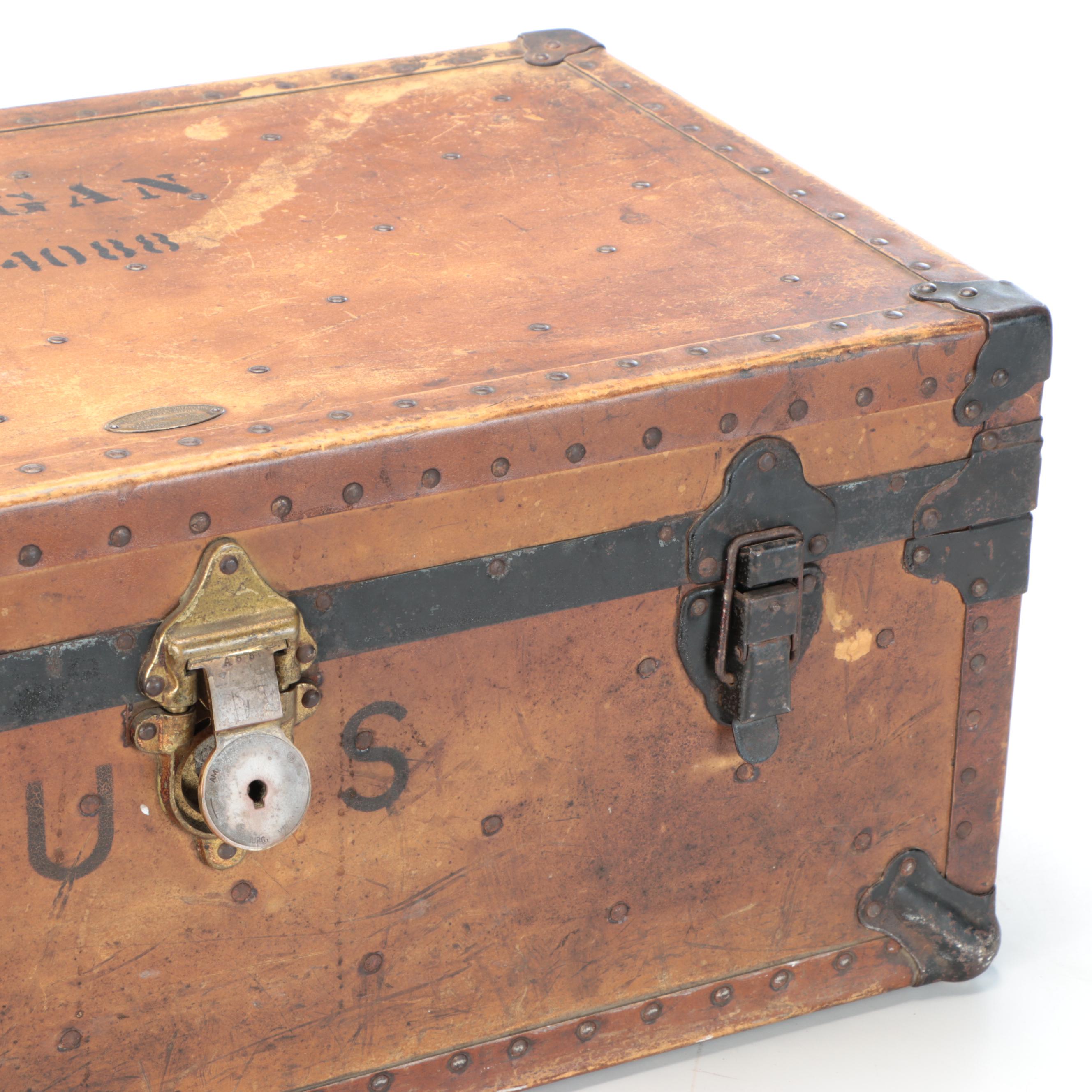 American Hardware Company Military Footlocker Trunk, 1936
