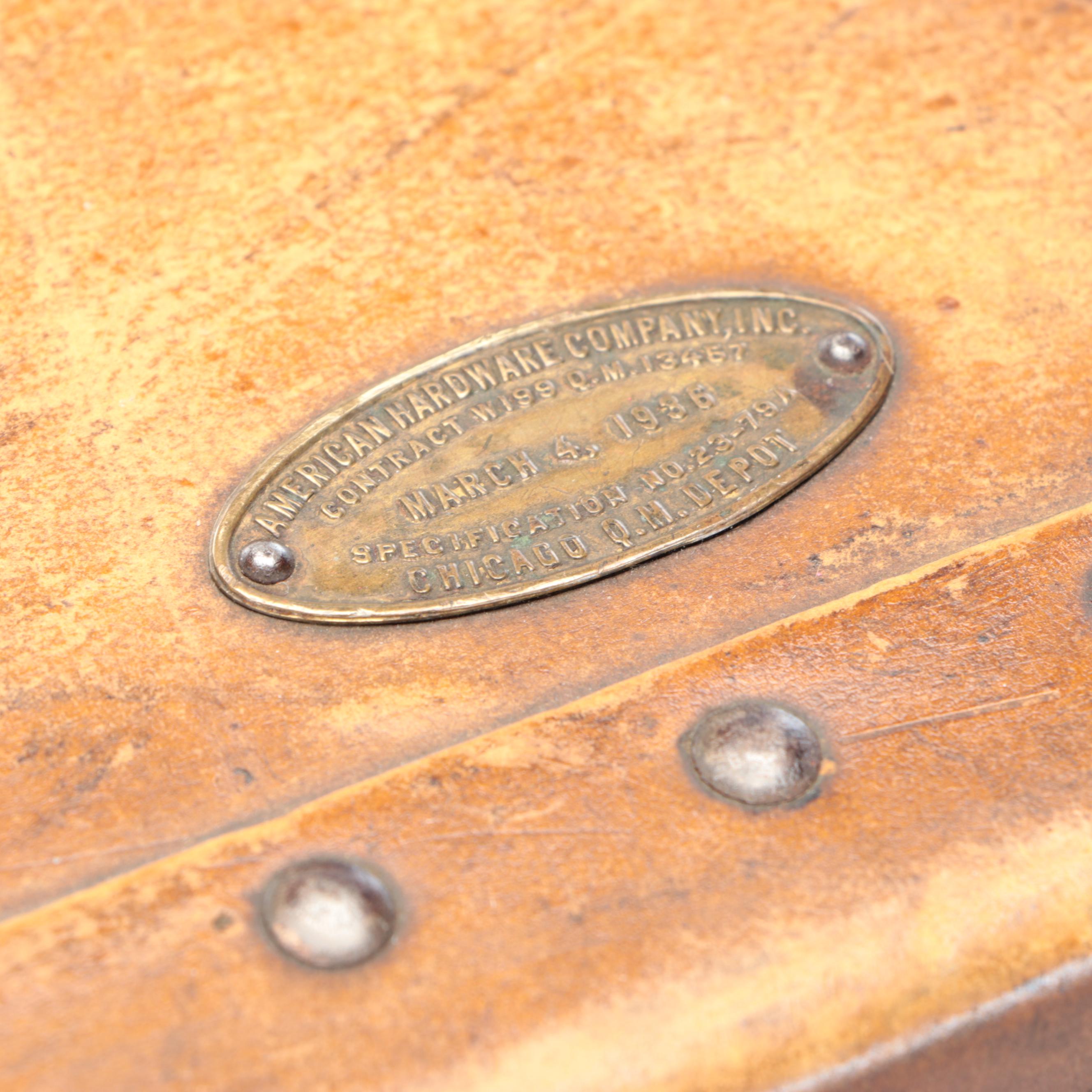 American Hardware Company Military Footlocker Trunk, 1936