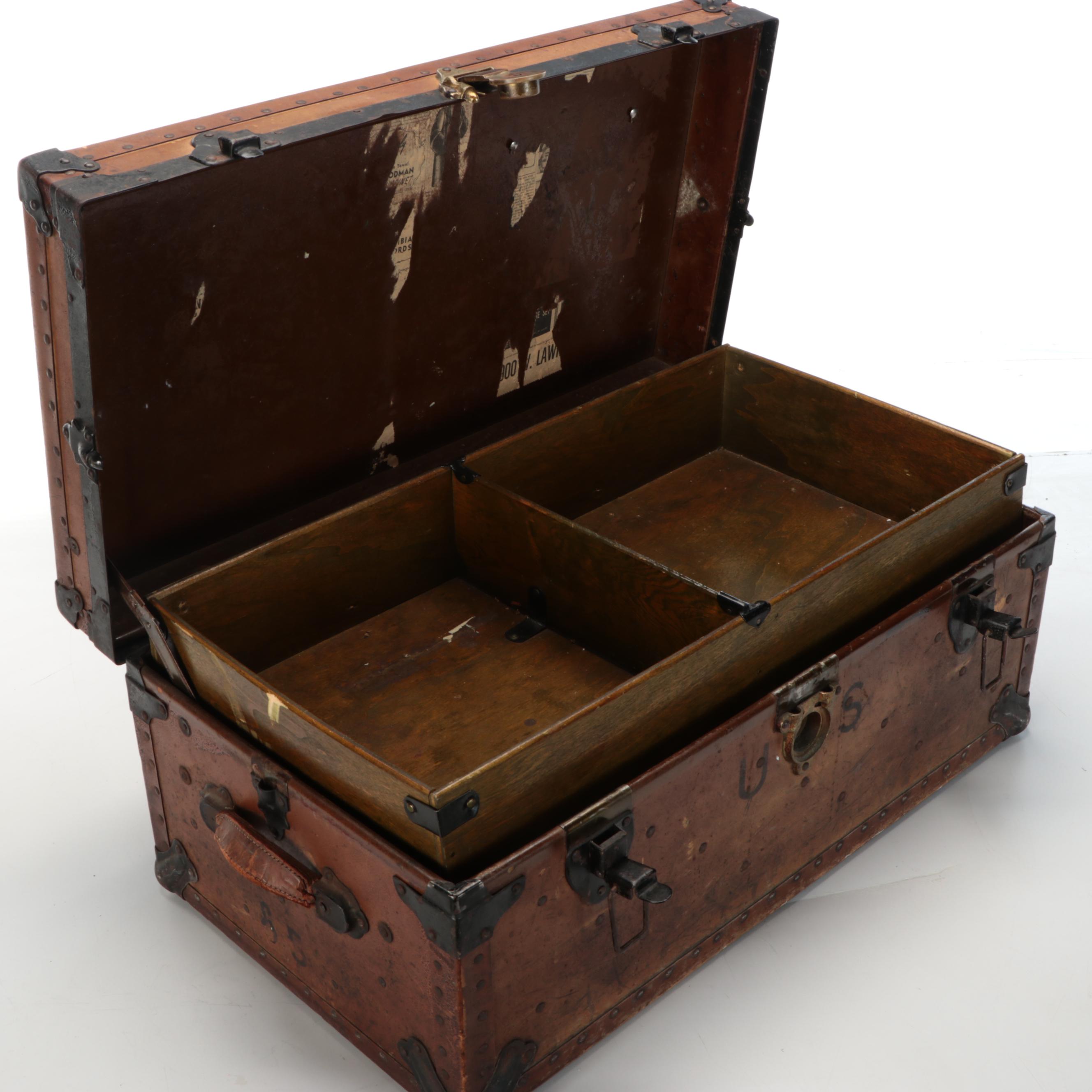 American Hardware Company Military Footlocker Trunk, 1936
